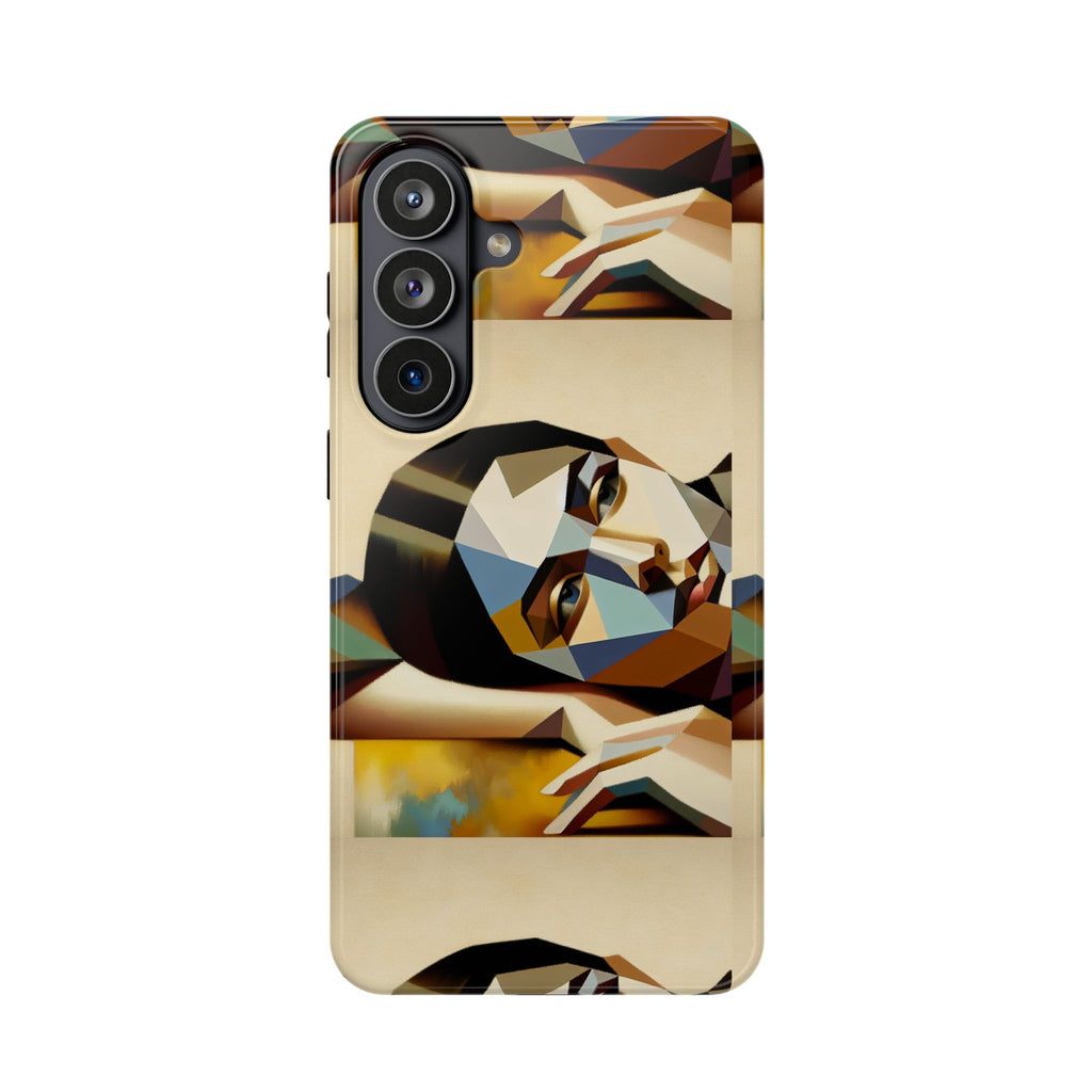 Geometric Portrait Impact-Resistant Phone Case — Abstract Face Art Protective Cover