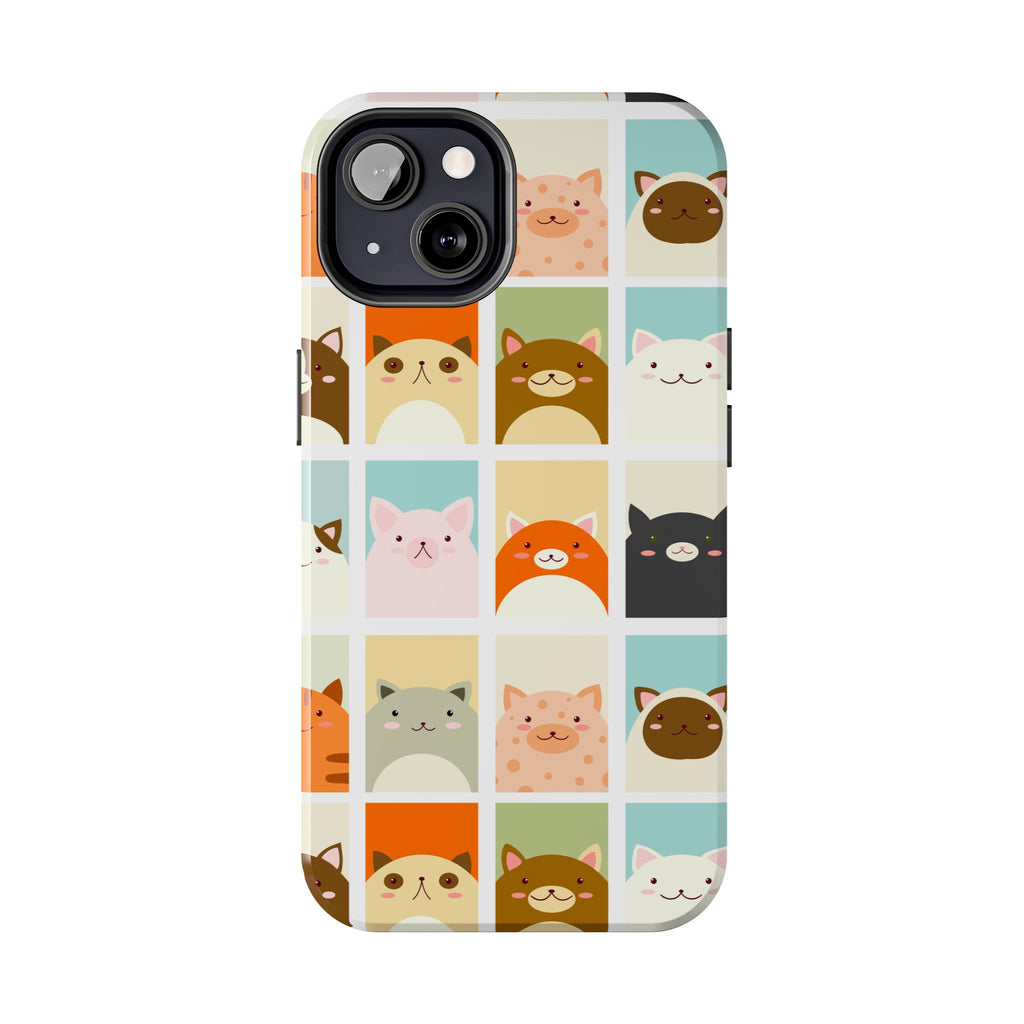 Cute Grid Cats Tough Phone Case