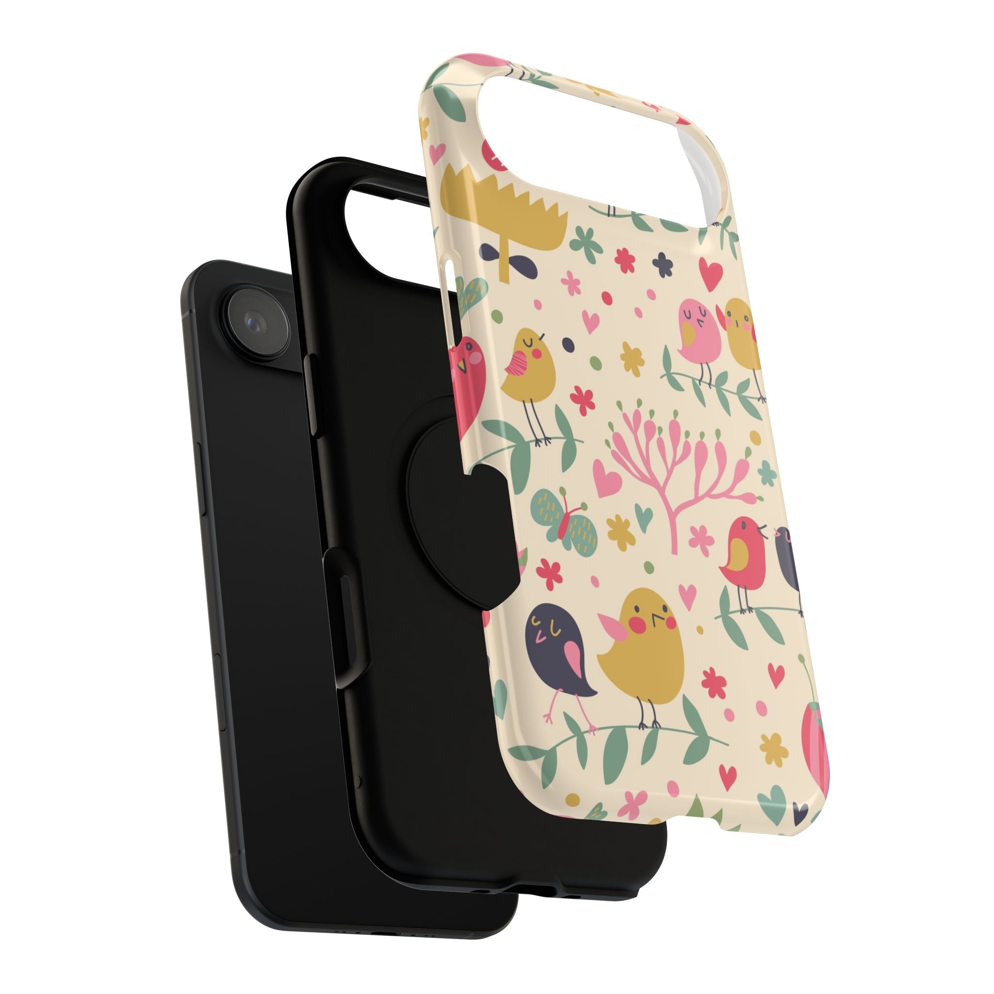 Cute Bird Floral Phone Case, Impact-Resistant