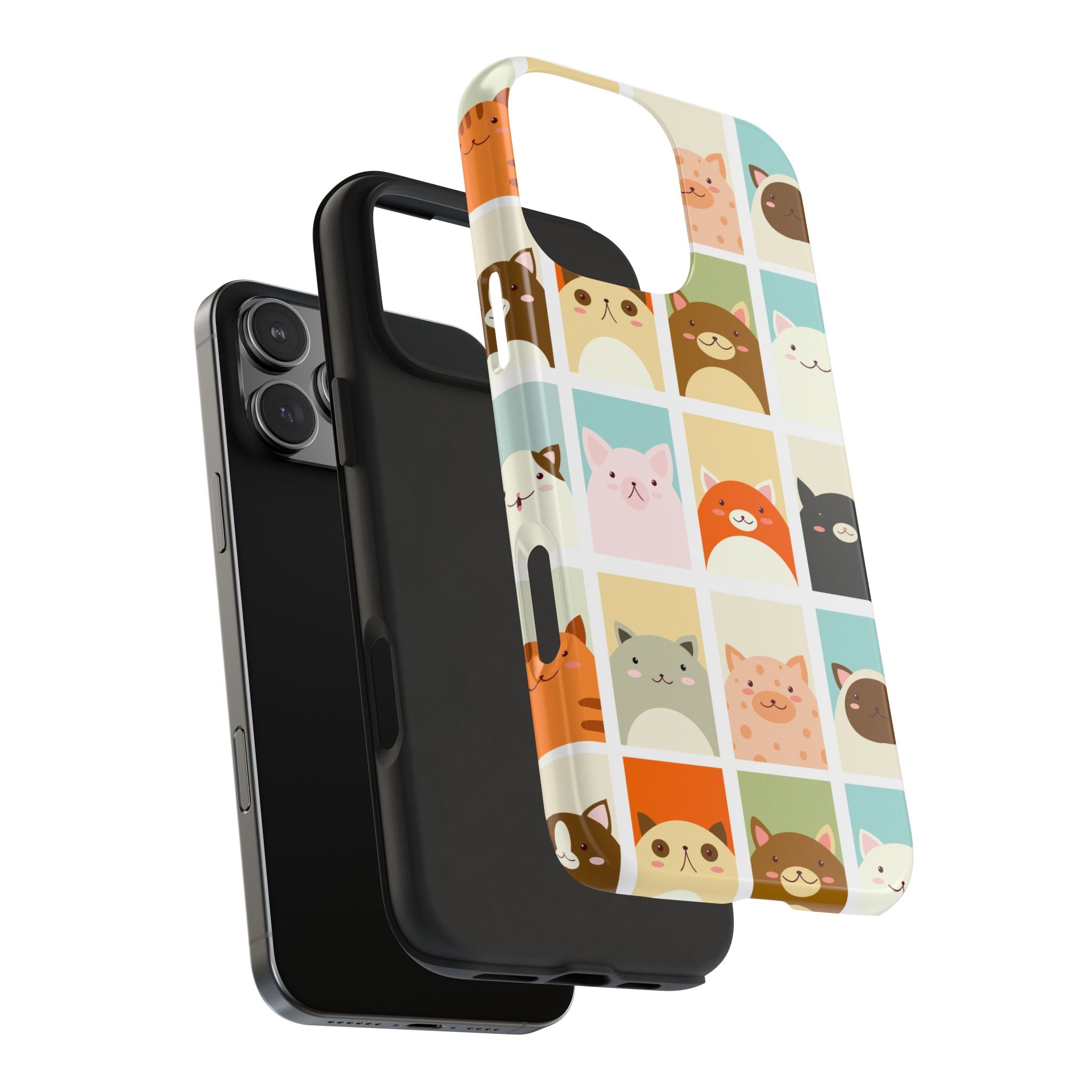 Cute Grid Cats Tough Phone Case