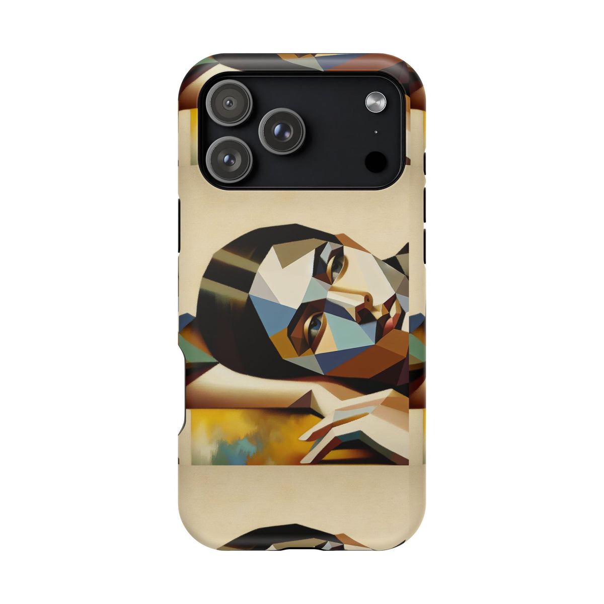 Geometric Portrait Impact-Resistant Phone Case — Abstract Face Art Protective Cover