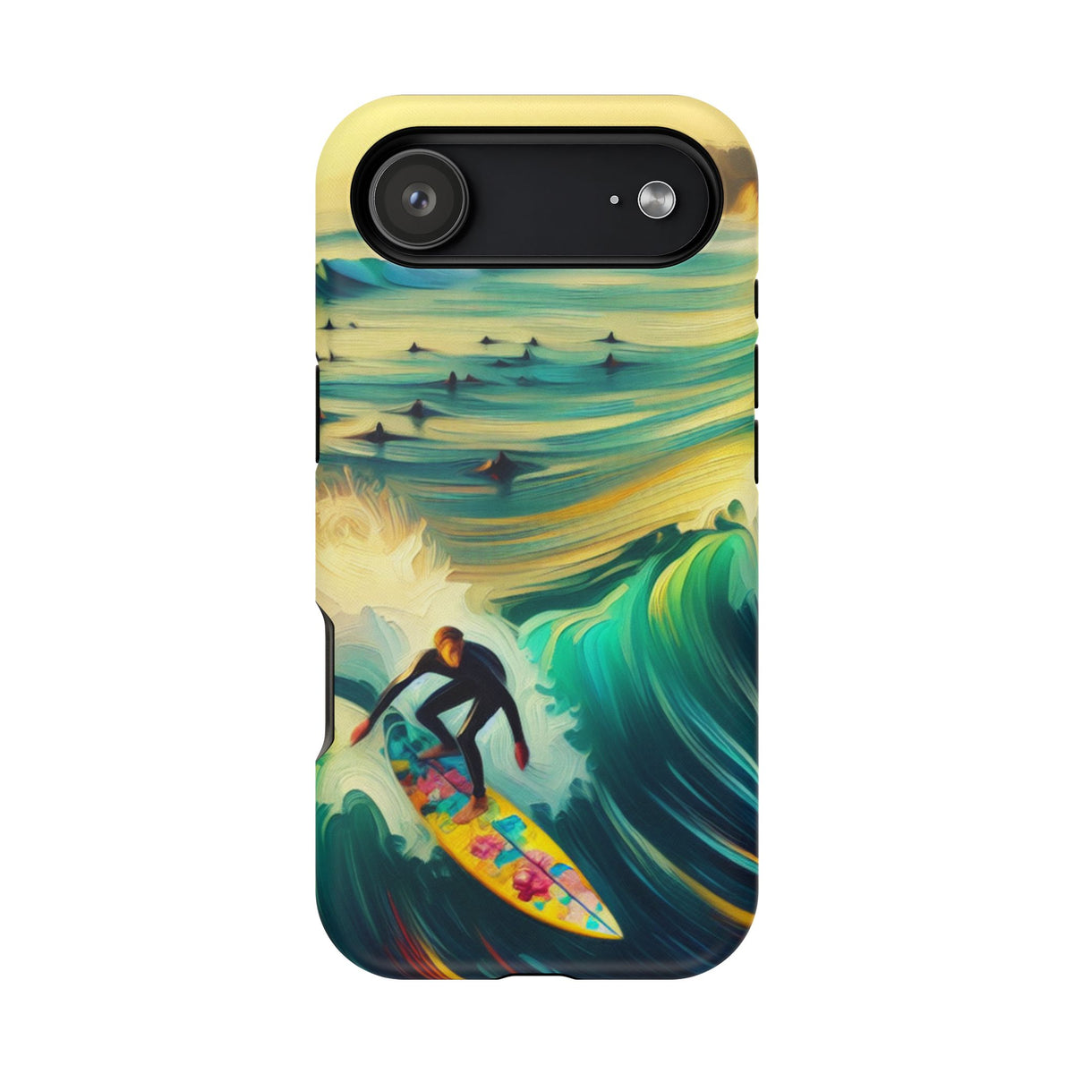 Surfing Waves Impact-Resistant Phone Case — Colorful Surfer Design