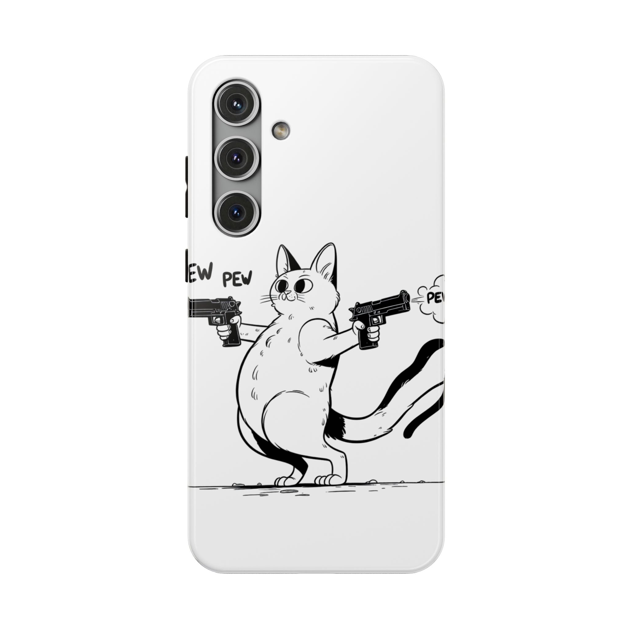 Impact Resistant Phone Case- Funny Cat Pew Pew