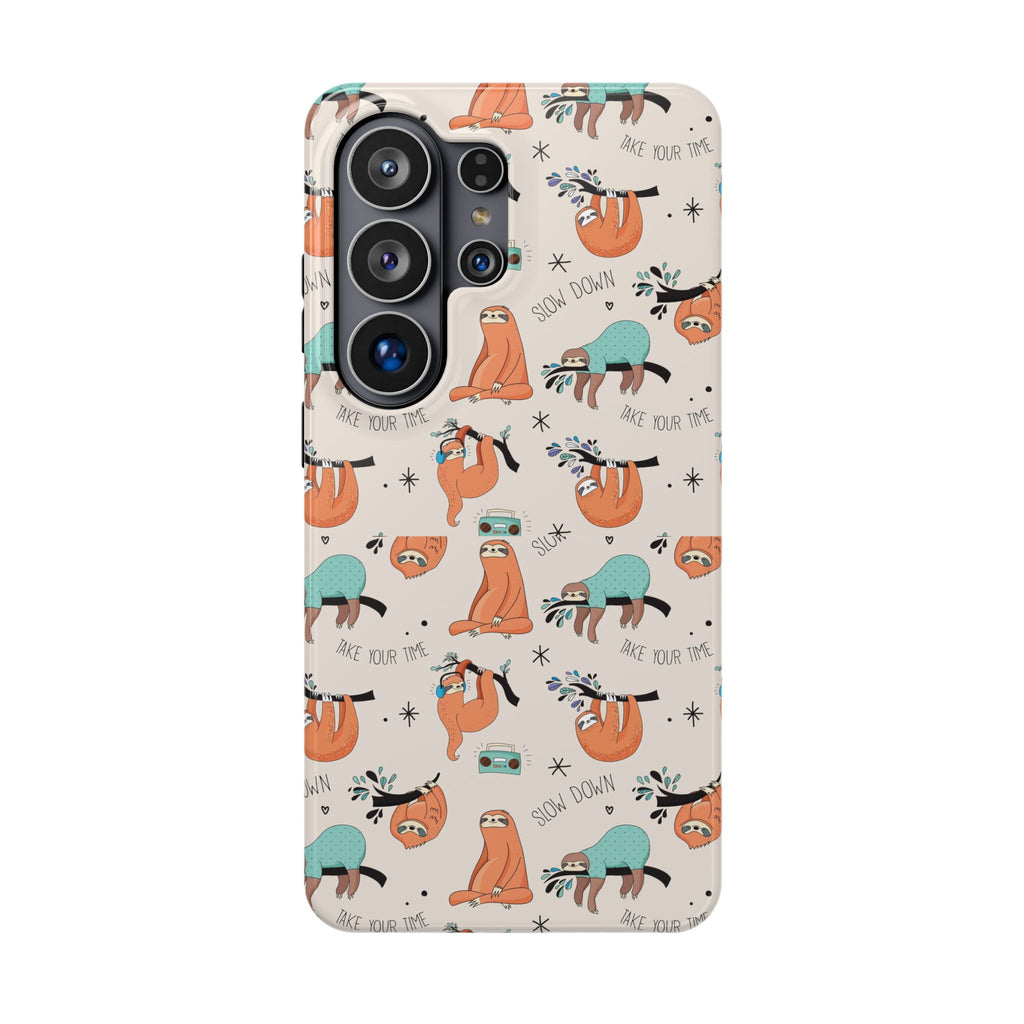 Sloth Pattern Impact-Resistant Phone Case — “Slow Down” Cute Protective Cover