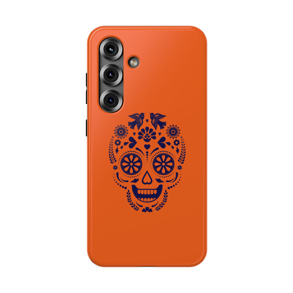 Sugar Skull Impact-Resistant Phone Case — Orange Day of the Dead Design