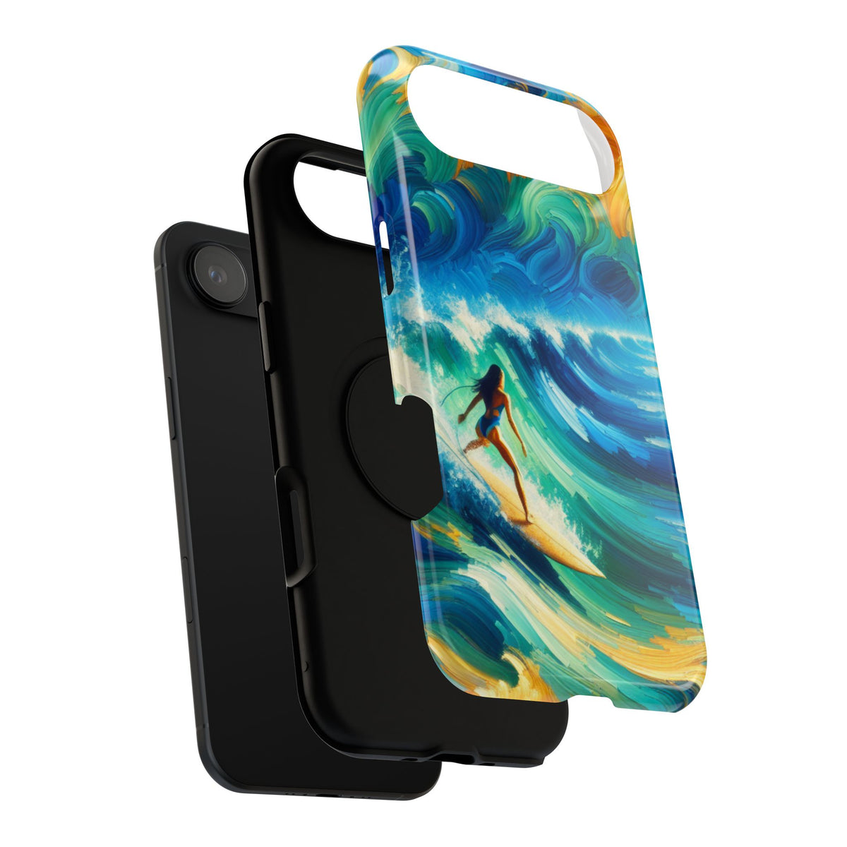 Surfer Wave Impact Phone Case – Vibrant Ocean Art Protective Cover