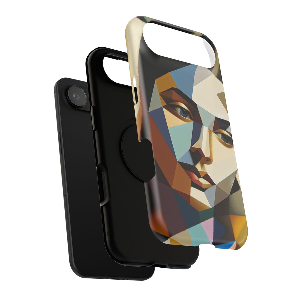 Geometric Portrait Impact-Resistant Phone Case — Abstract Cubist Face, Protective iPhone Cover