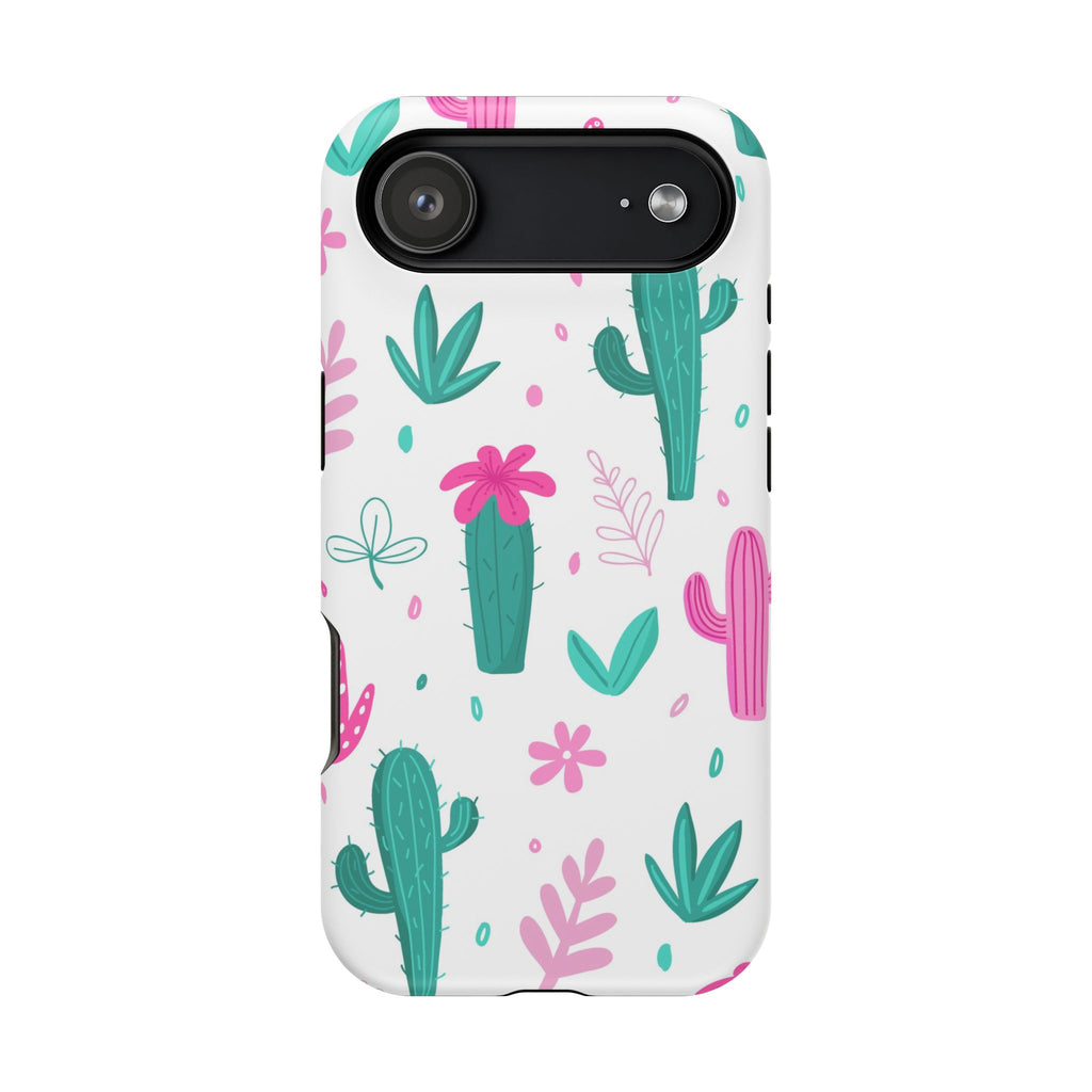 Cute Pink & Teal Cactus Shock Proof iPhone Cases