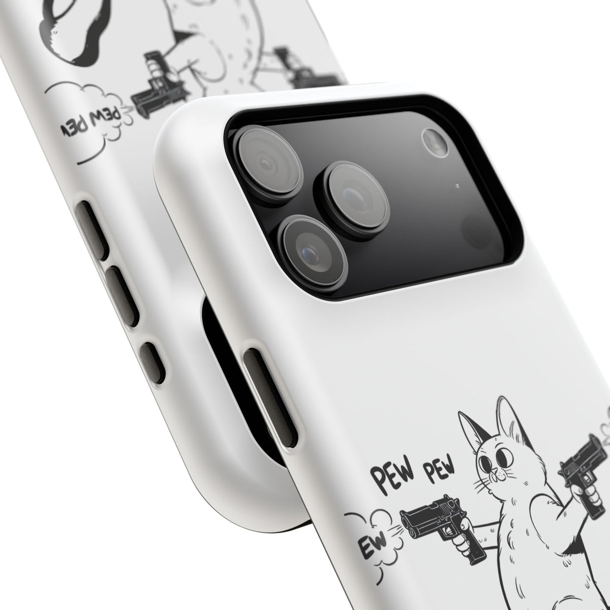 Cat Shooting 'Pew Pew' Phone Case — Impact-Resistant iPhone Cover