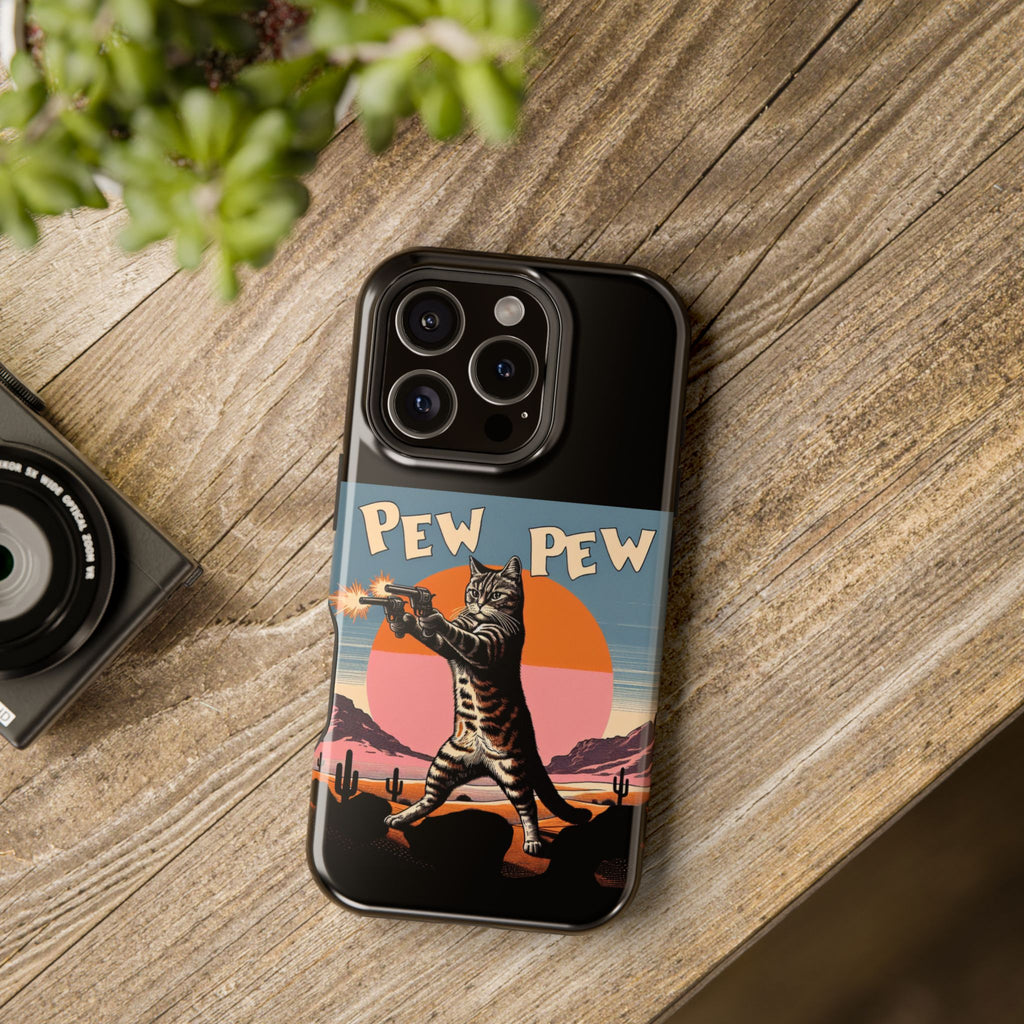 Impact Resistant Phone Tough Case - Pew Pew Kitty Dessert Design