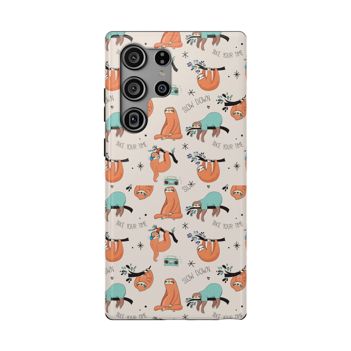 Sloth Pattern Impact-Resistant Phone Case — “Slow Down” Cute Protective Cover