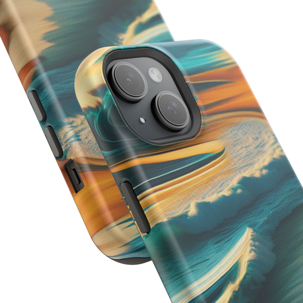 Surf Sunset Impact-Resistant Phone Case — Surfer Silhouette Beach Waves Design