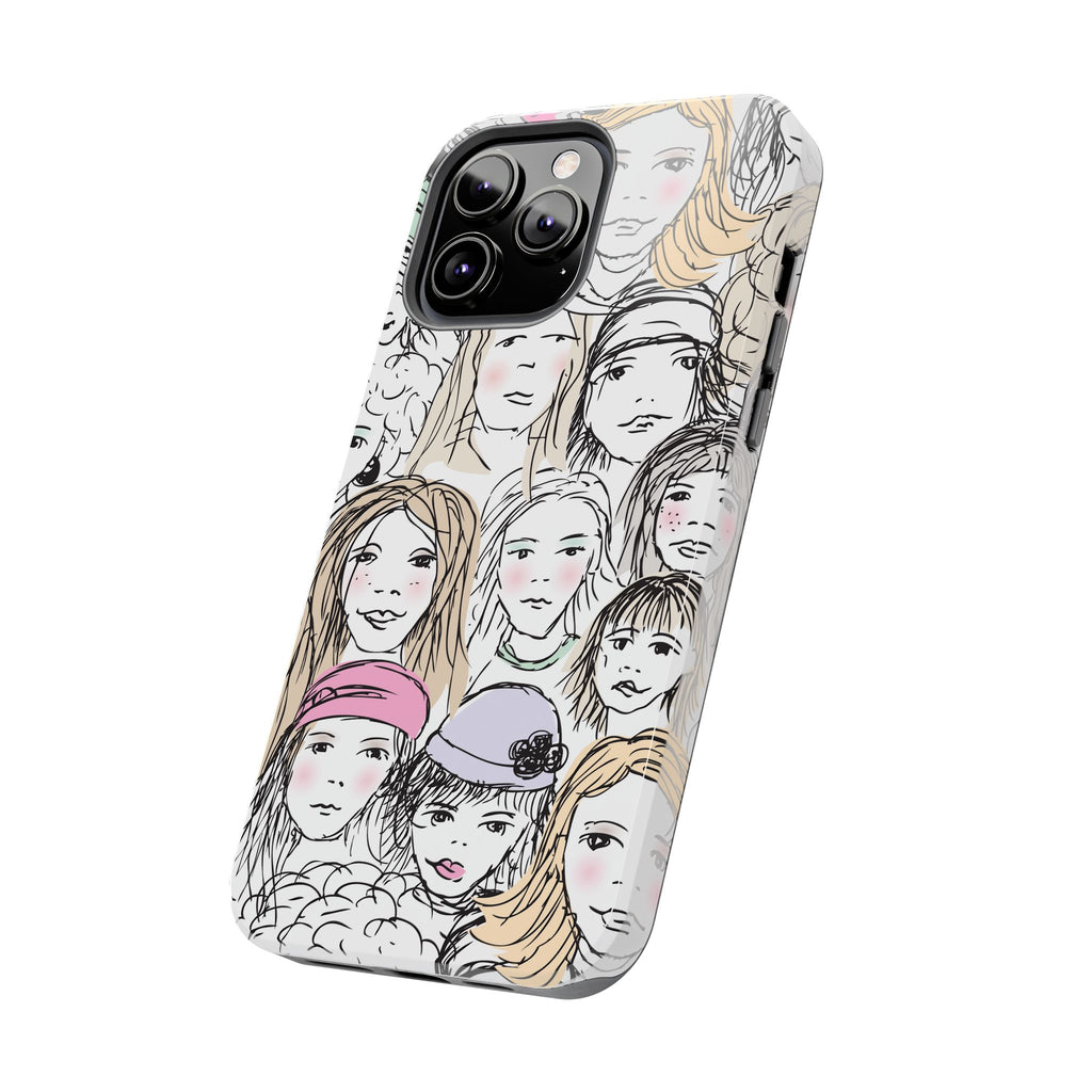 Phone Case — Hand-Drawn Faces Pattern
