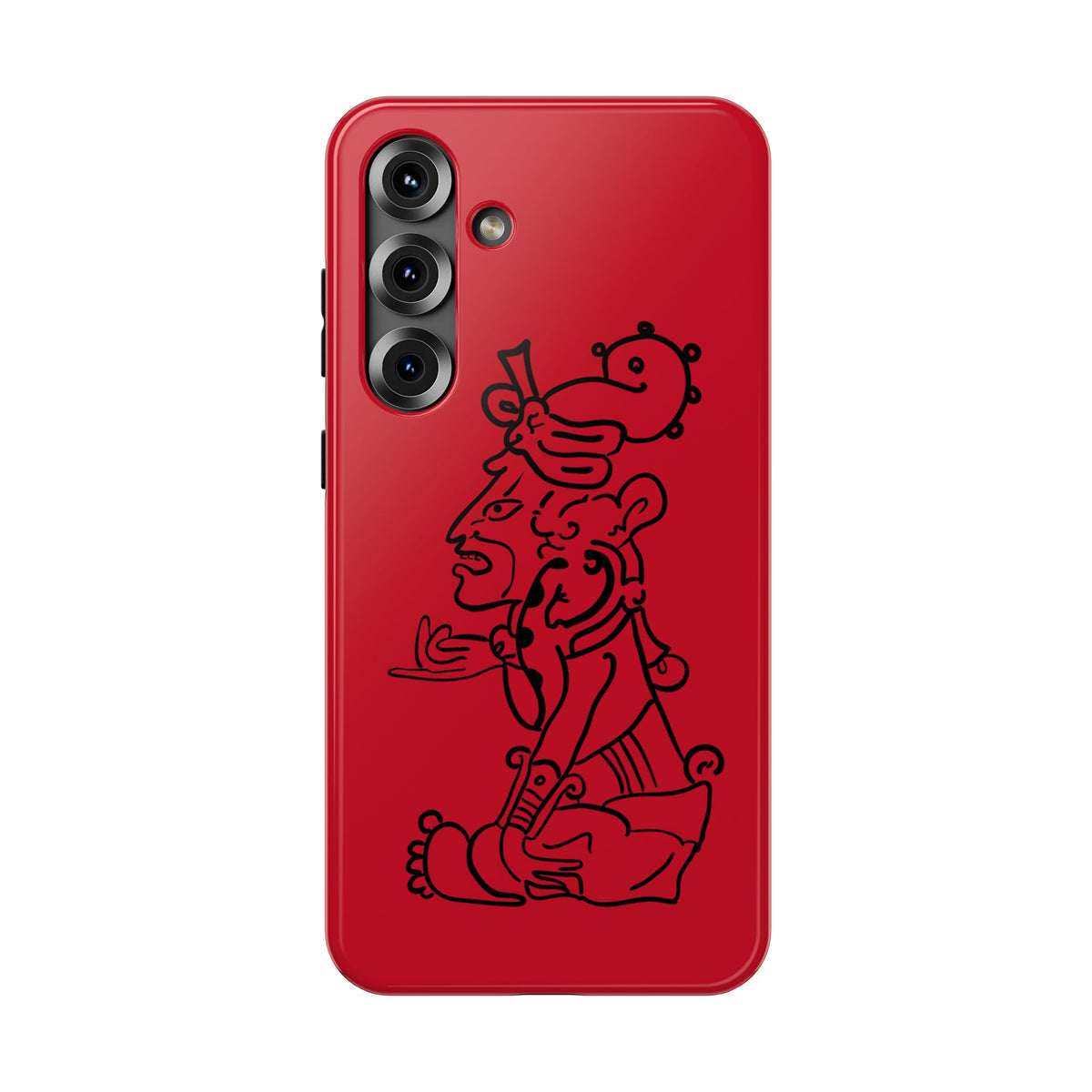 Phone Case — Red Impact-Resistant Case with Line Art Totem Design