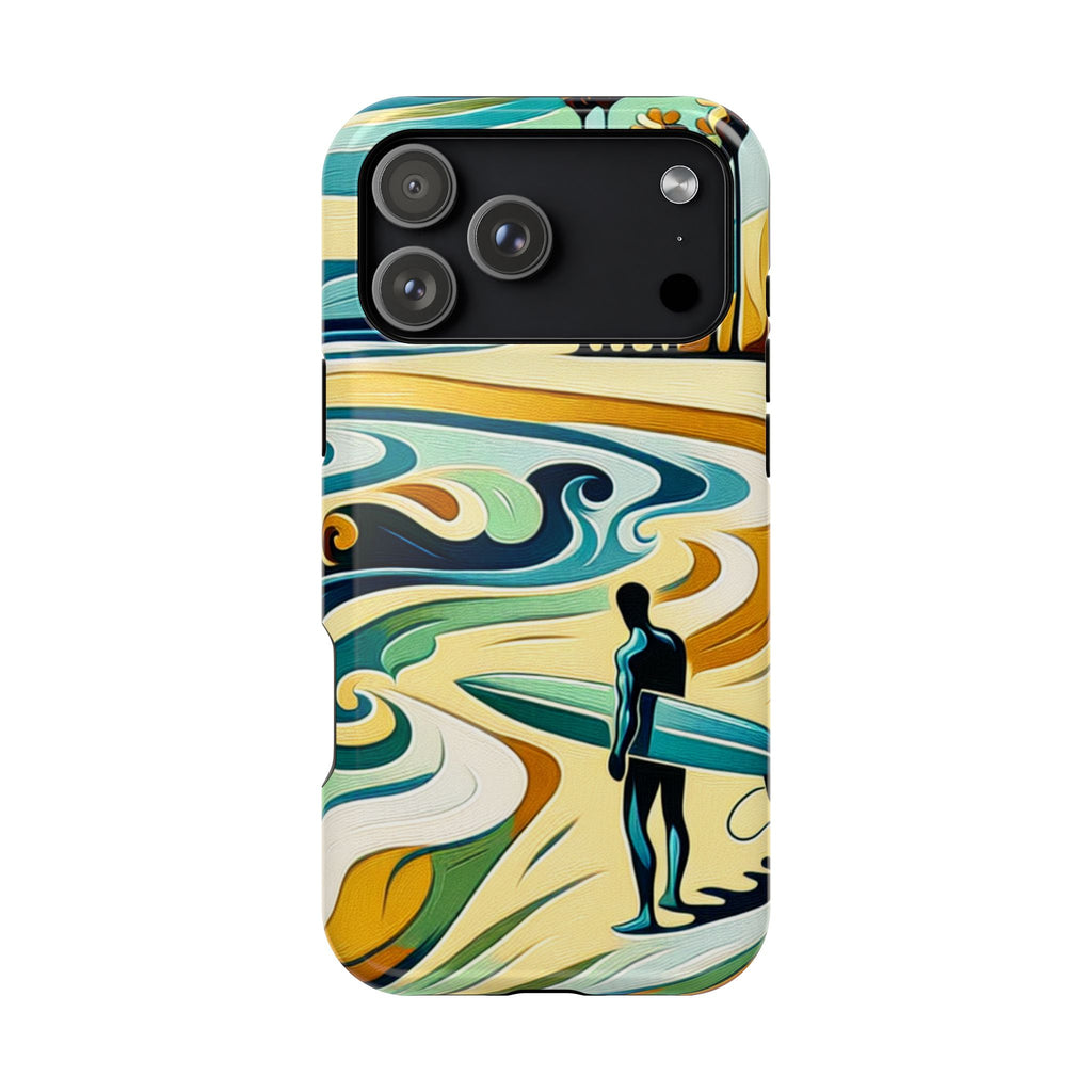 Surfboard Wave Art Phone Case — Impact-Resistant Beach Vibes iPhone Case