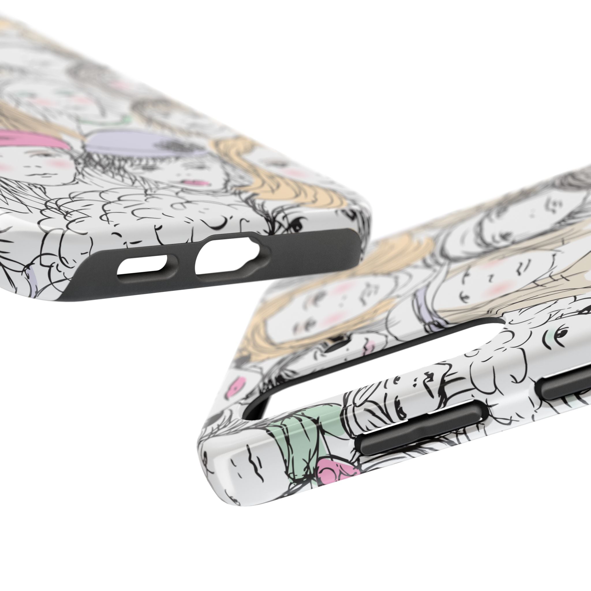 Phone Case — Hand-Drawn Faces Pattern