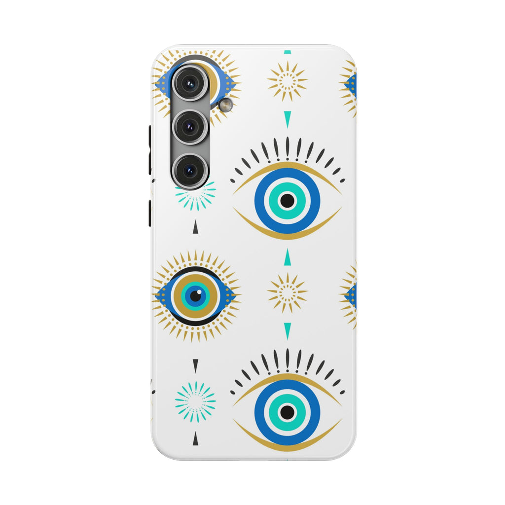 Evil Eye Impact-Resistant Phone Case – Protective Blue & Gold Charm Design