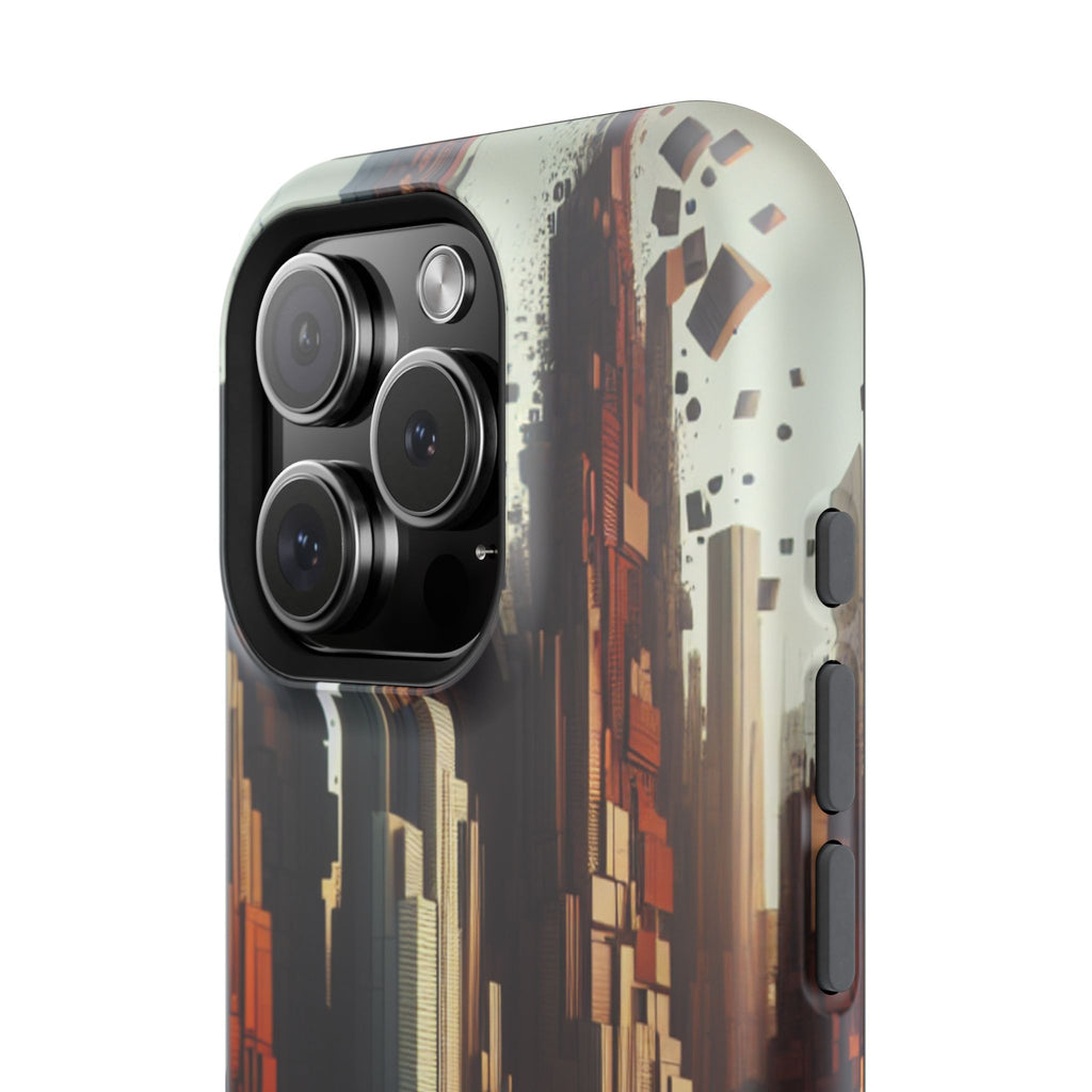Urban Geometric Impact Resistant Phone Case - Futuristic Cityscape Design
