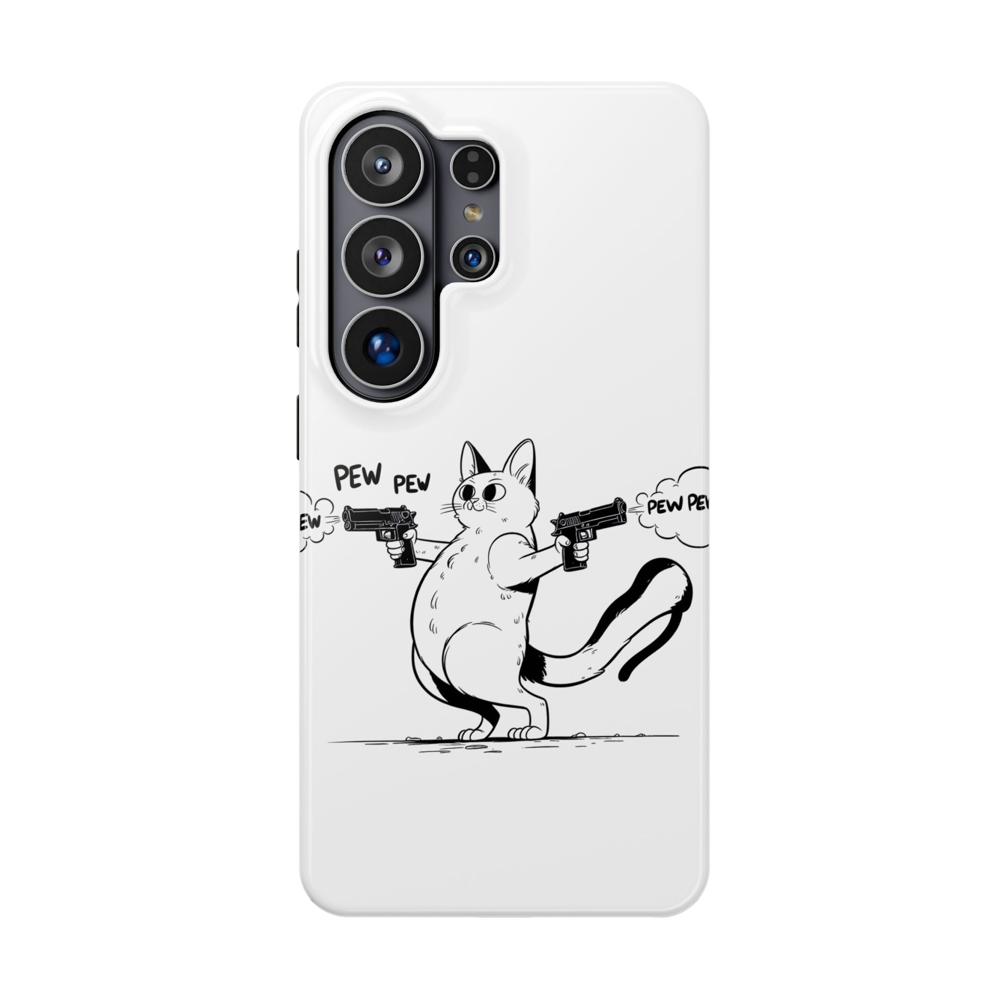 Cat Shooting 'Pew Pew' Phone Case — Impact-Resistant iPhone Cover