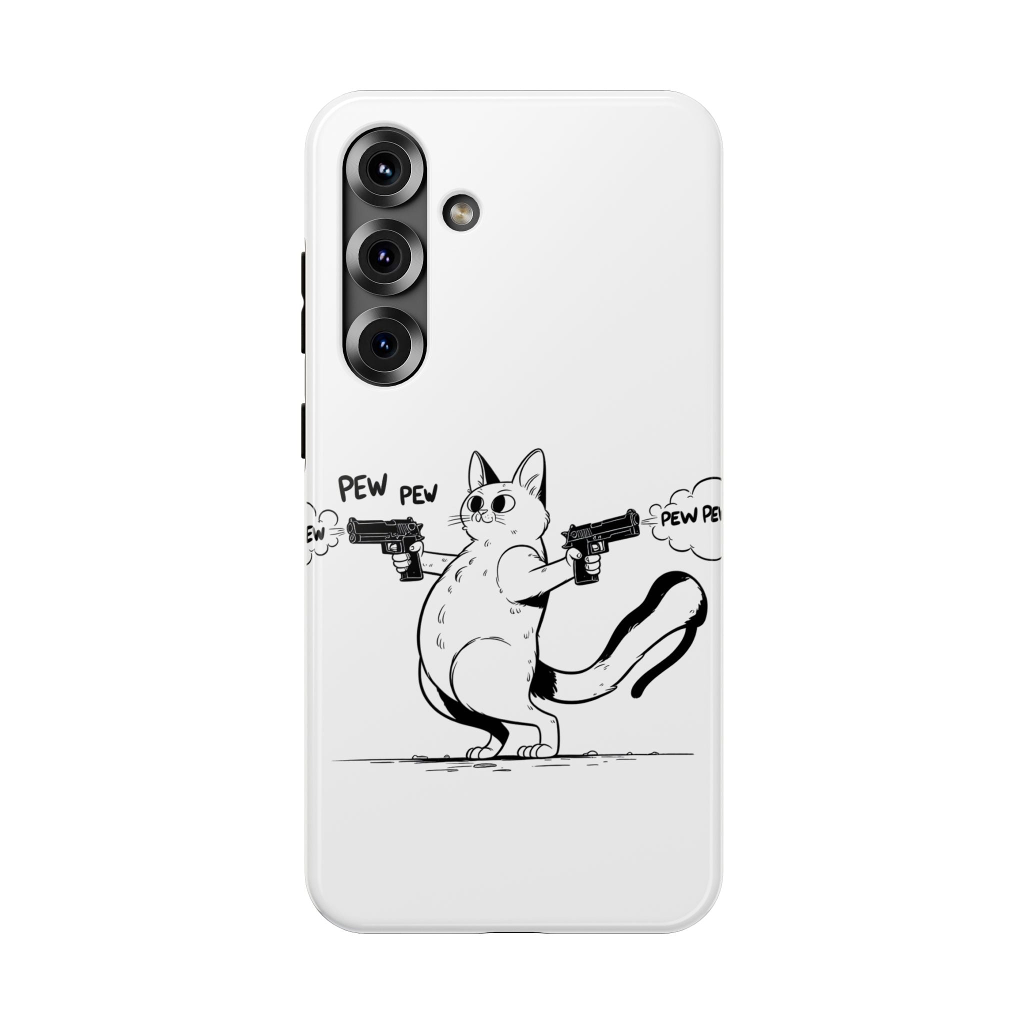 Cat Shooting 'Pew Pew' Phone Case — Impact-Resistant iPhone Cover