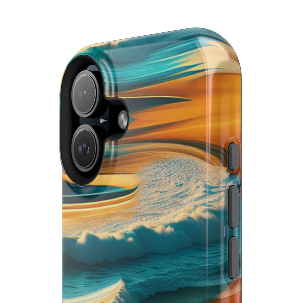 Surf Sunset Impact-Resistant Phone Case — Surfer Silhouette Beach Waves Design
