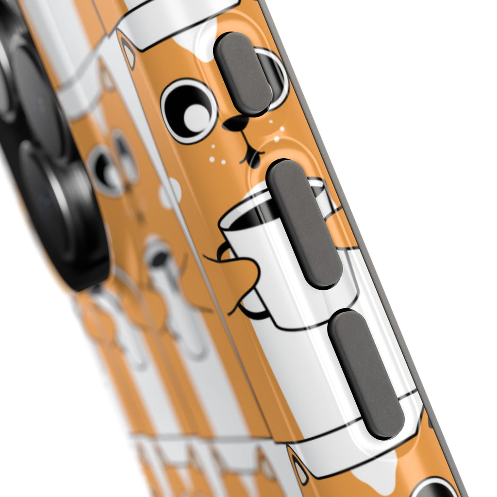 Impact-Resistant Phone Case — Cute Orange Shiba Inu Pattern