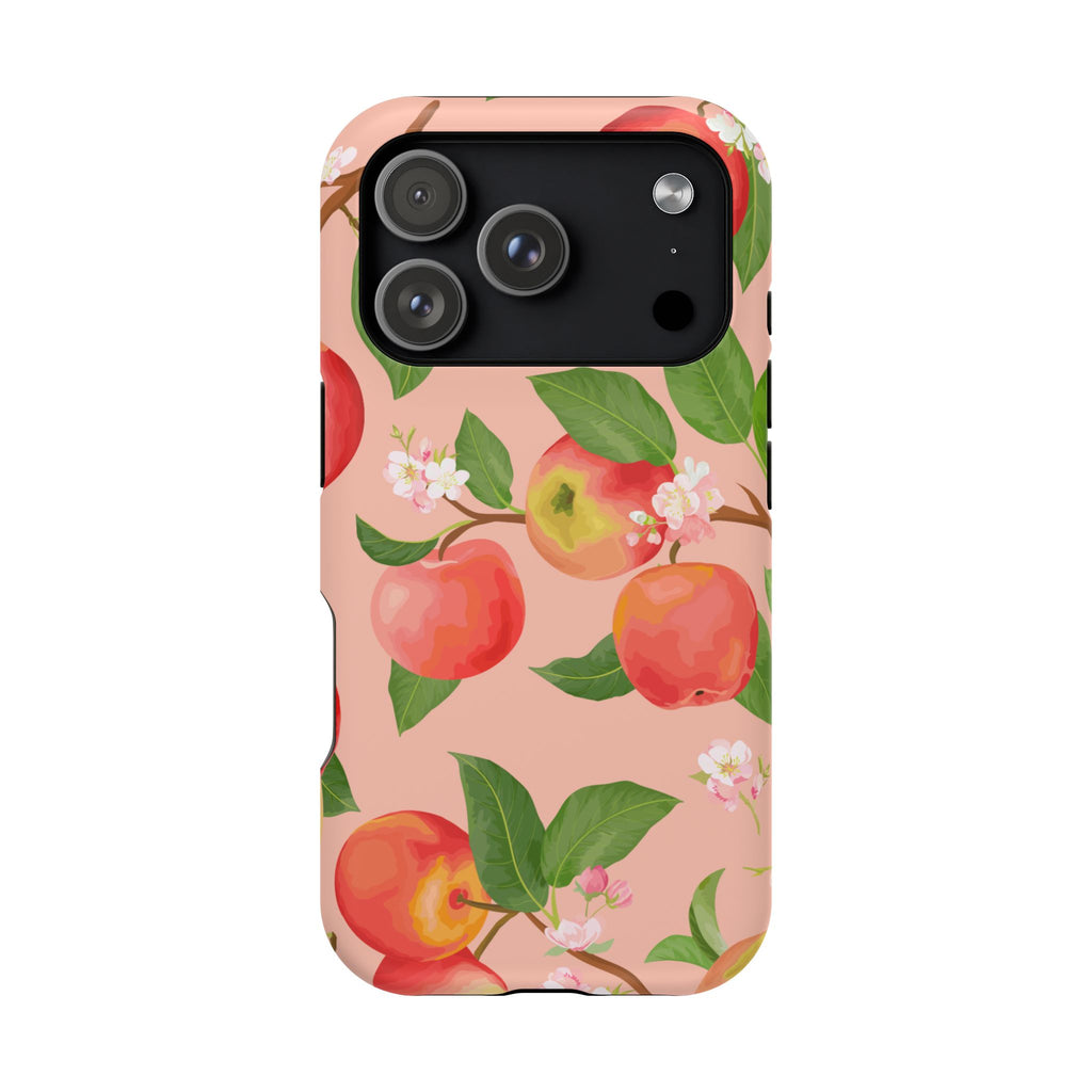 Peach Blossom Impact-Resistant Phone Case — Floral Fruit Protective Cover
