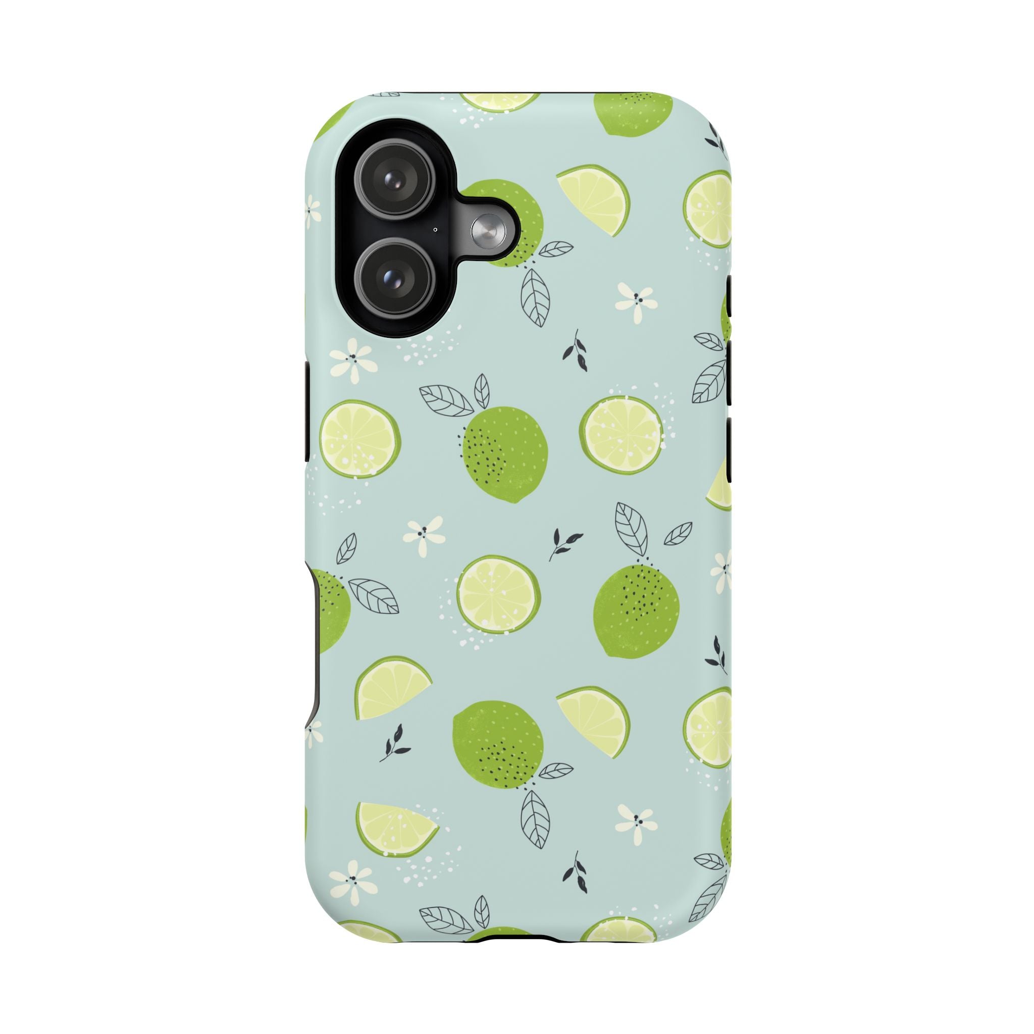 Lime Floral Phone Case, Impact-Resistant