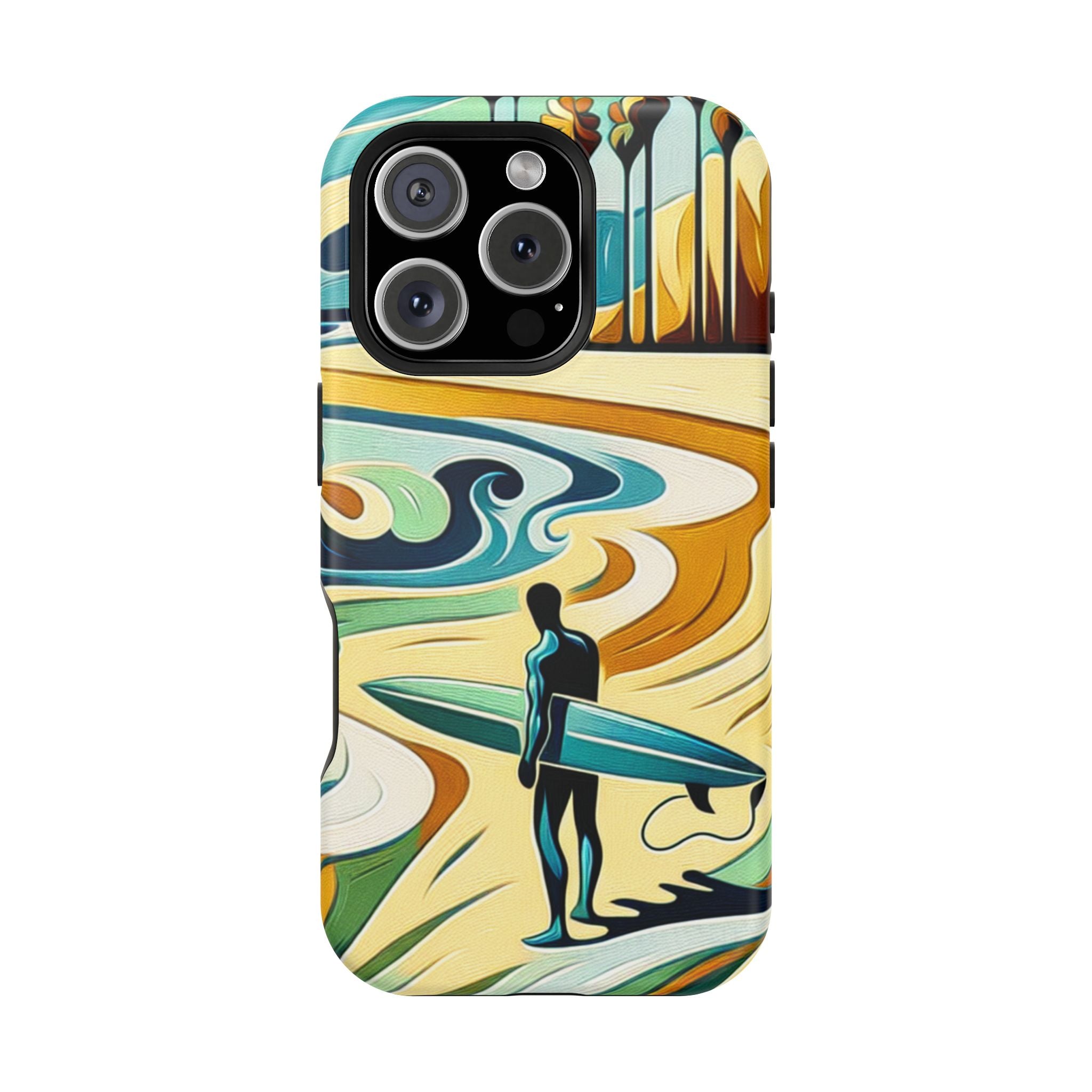 Impact Resistant Phone Case Surfing Colorful Beach Art Case, Summer Vibes