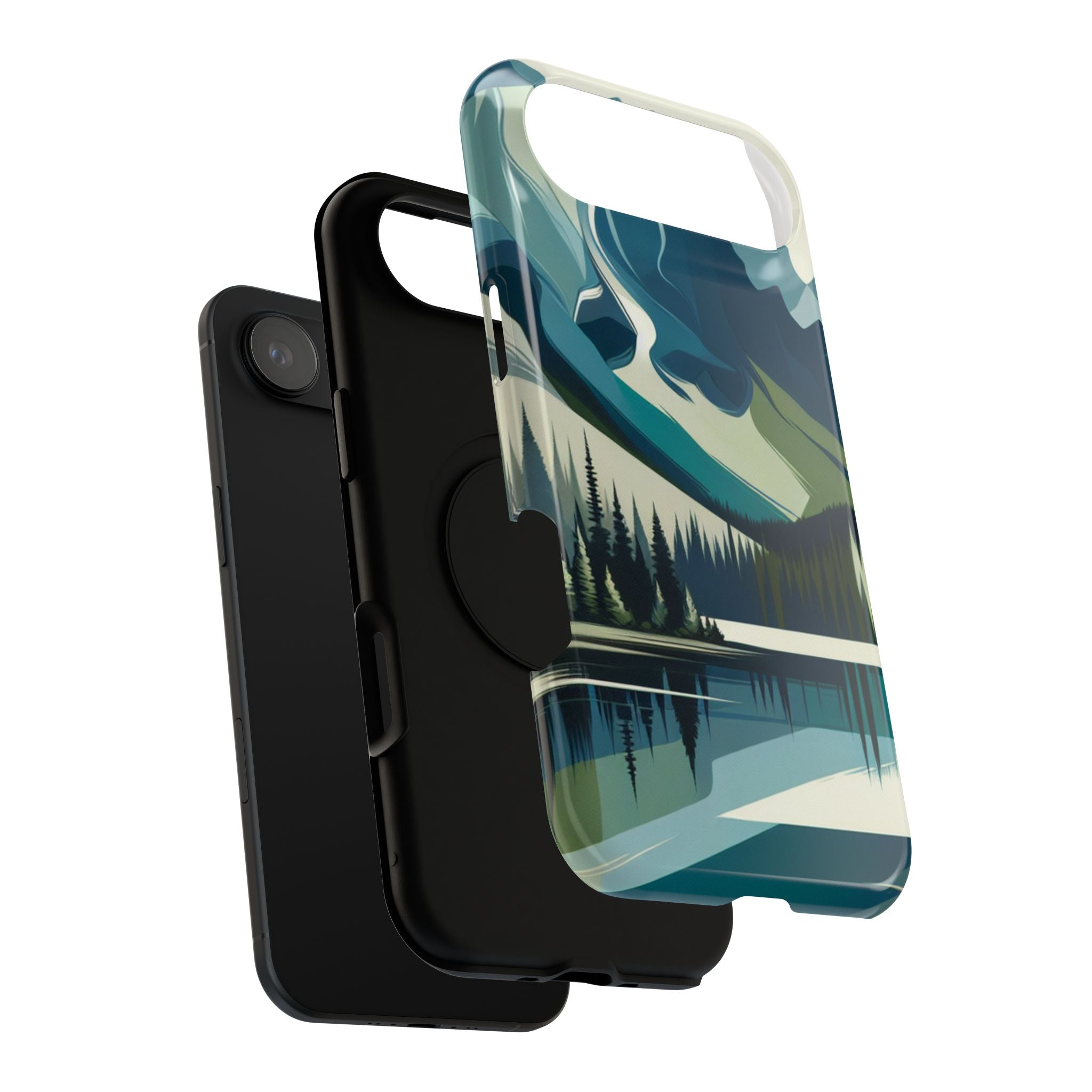 Impact Resistant Phone Case - Mountain Lake with Forest Design