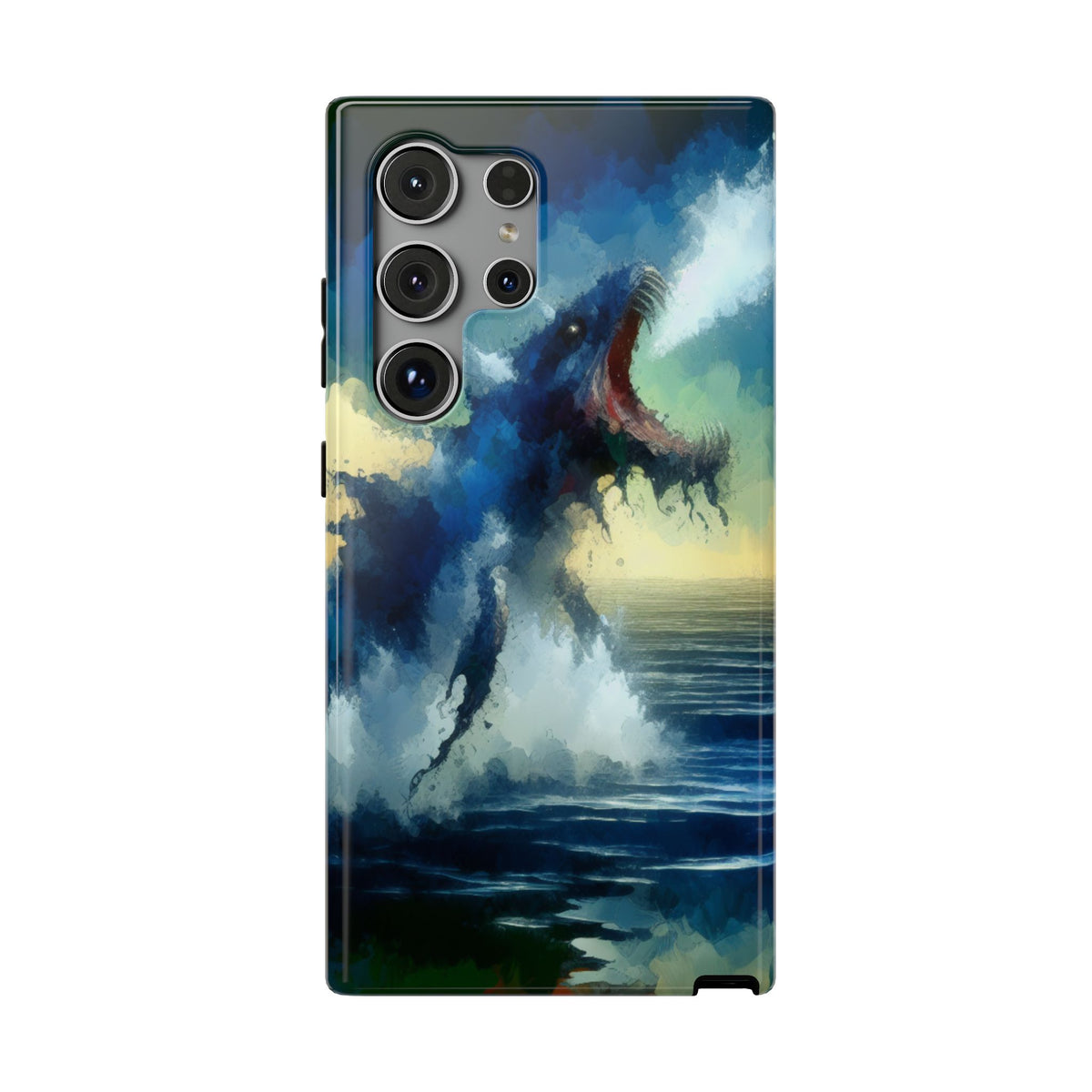 Shark Wave Impact-Resistant Phone Case — Ocean Monster Art Protective Cover