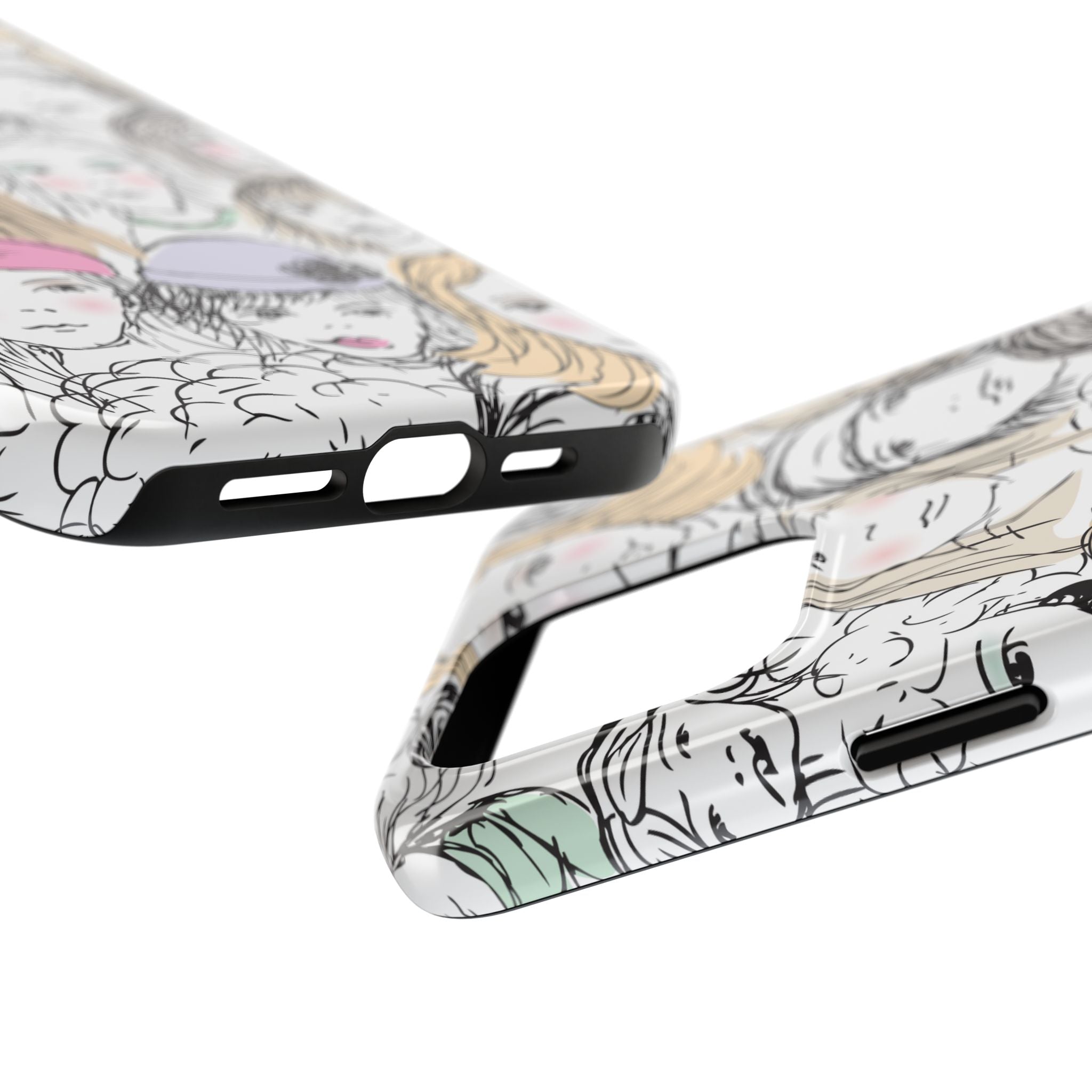 Phone Case — Hand-Drawn Faces Pattern