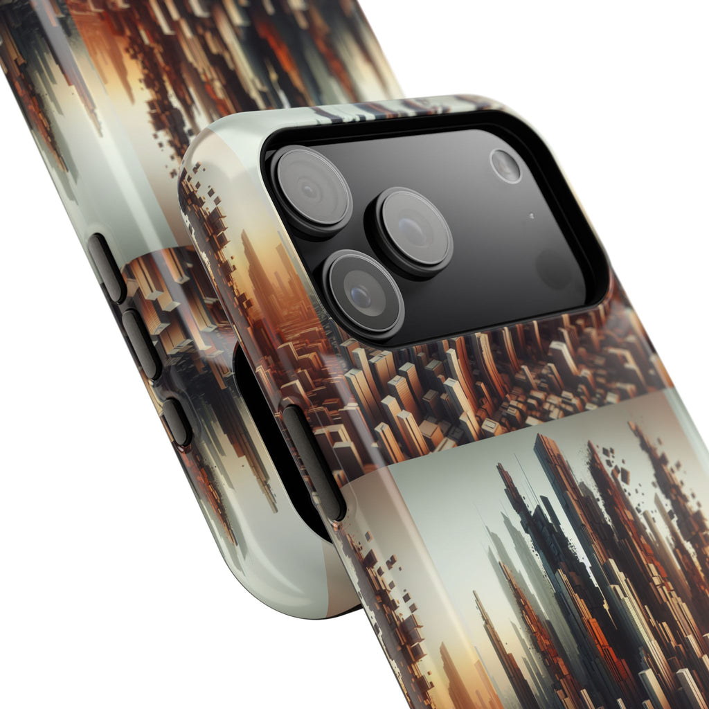 Abstract Skyline iPhone Case — Surreal Cityscape Impact-Resistant Phone Cover