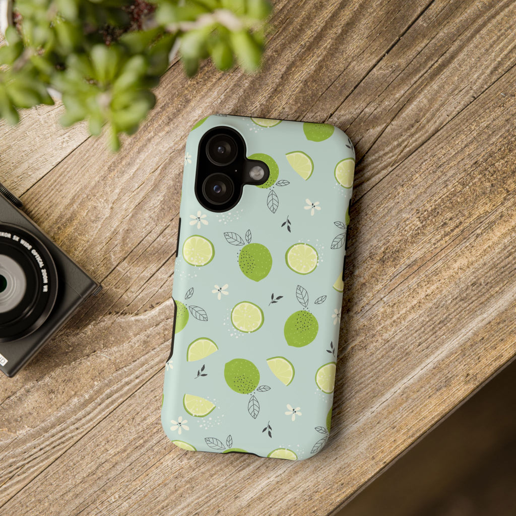 Lime Floral Phone Case, Impact-Resistant