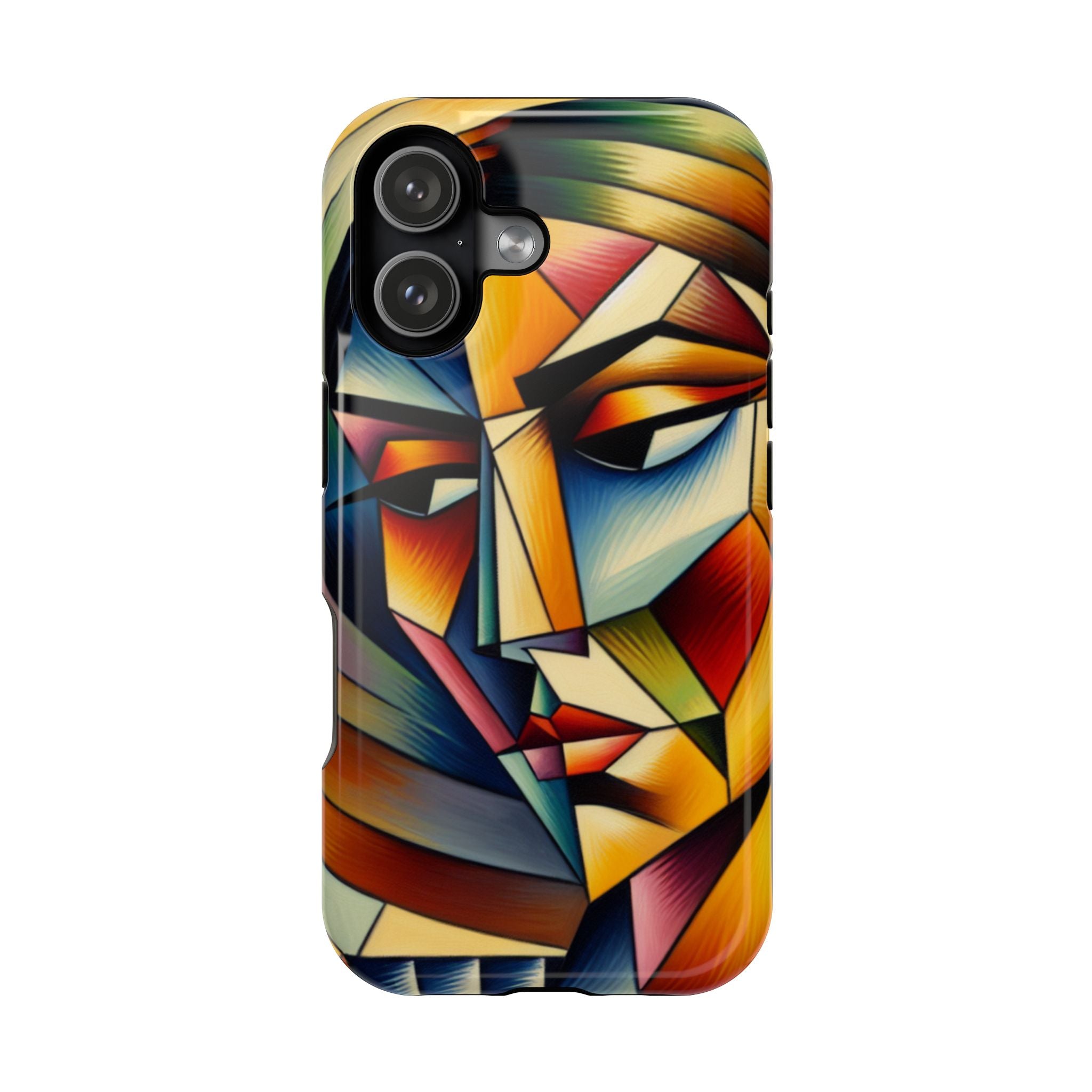 Abstract Cubist Face Phone Case — Impact-Resistant Artistic iPhone Cover