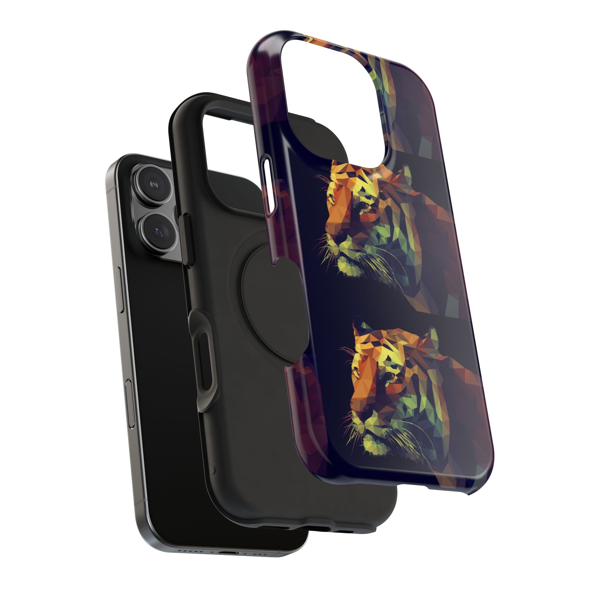 Colorful Tiger Phone Case, Impact-Resistant
