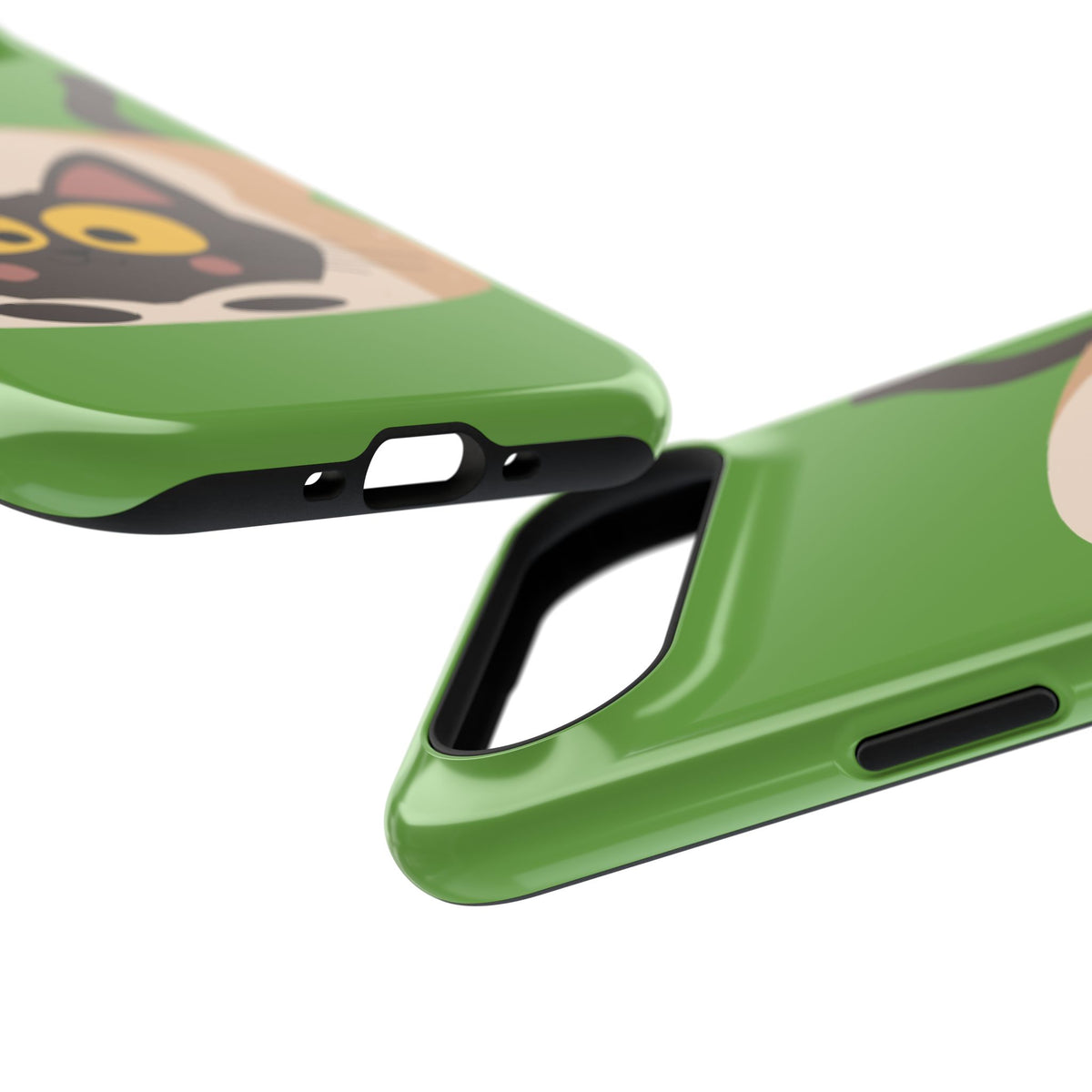 Cute Cat-in-Bread Impact-Resistant Phone Case – Green