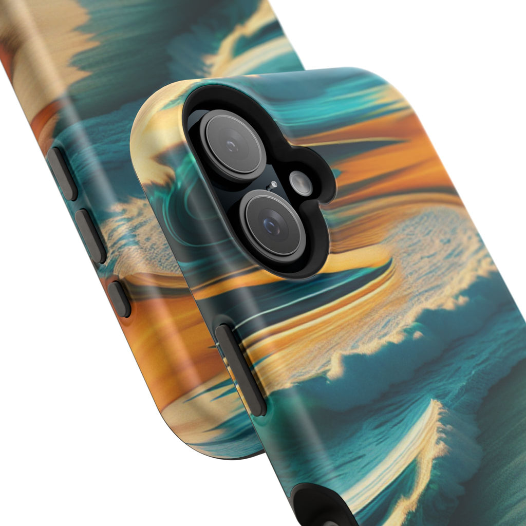 Surf Sunset Impact-Resistant Phone Case — Surfer Silhouette Beach Waves Design