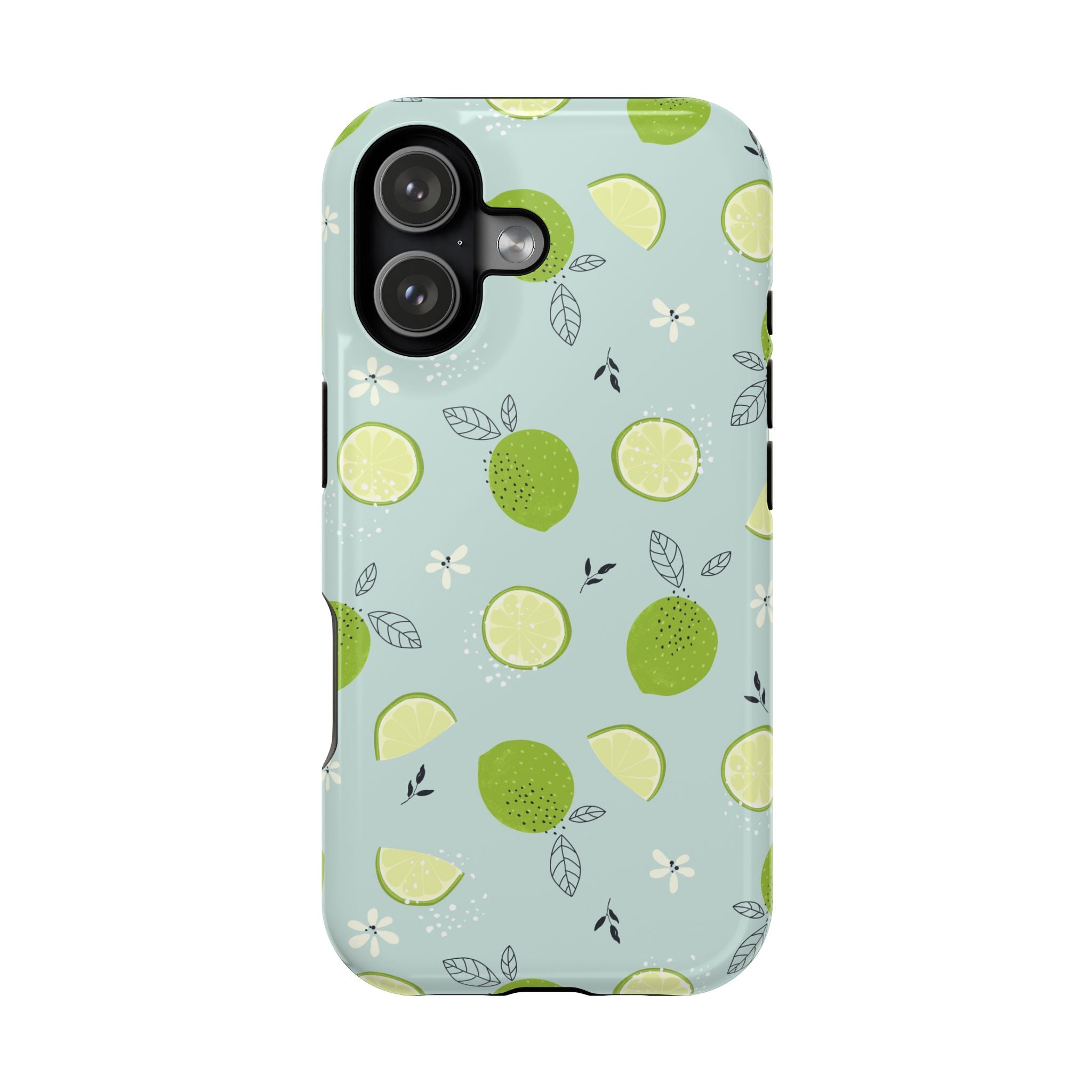 Lime Floral Phone Case, Impact-Resistant
