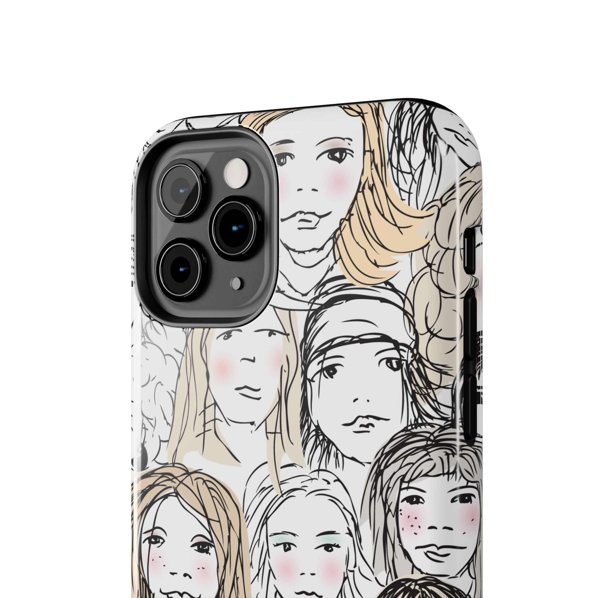 Phone Case — Hand-Drawn Faces Pattern