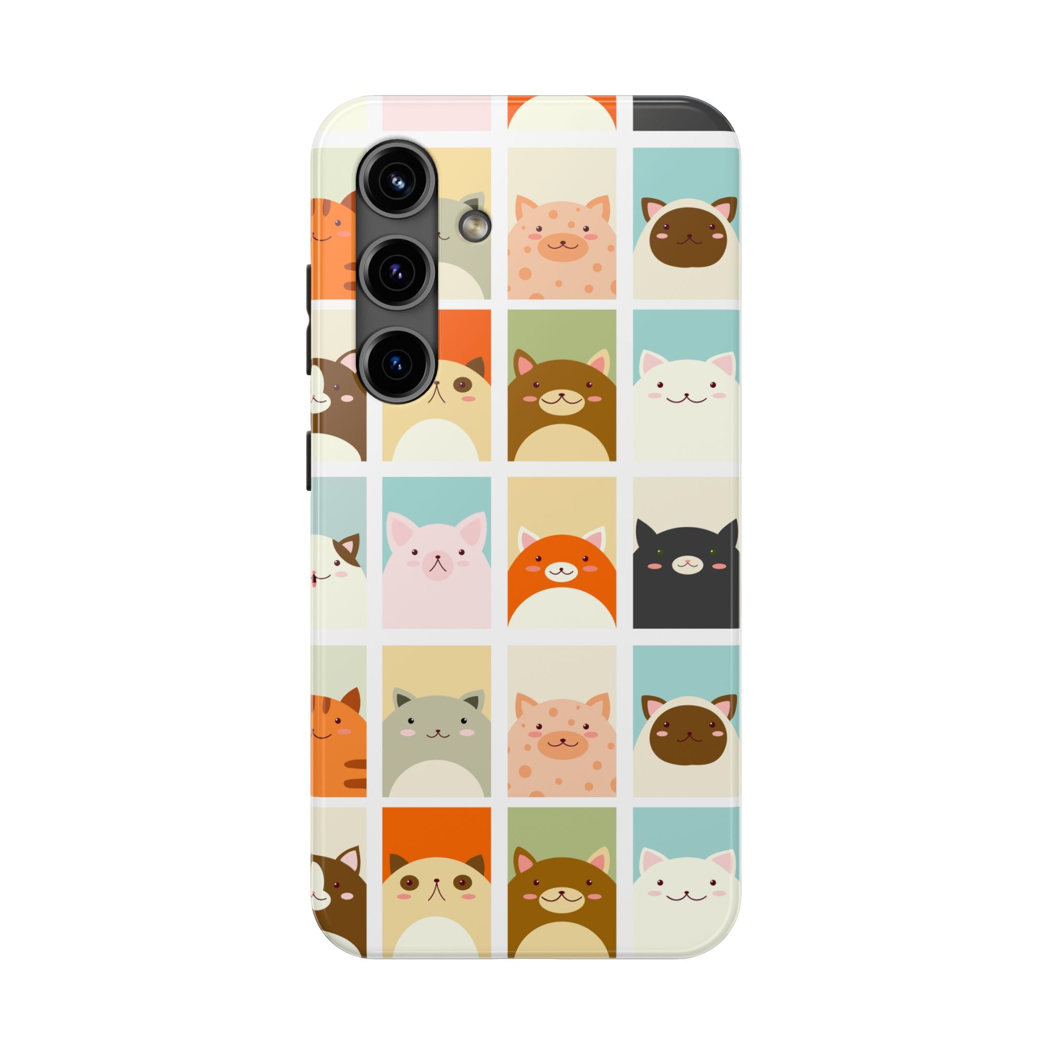 Cute Grid Cats Tough Phone Case