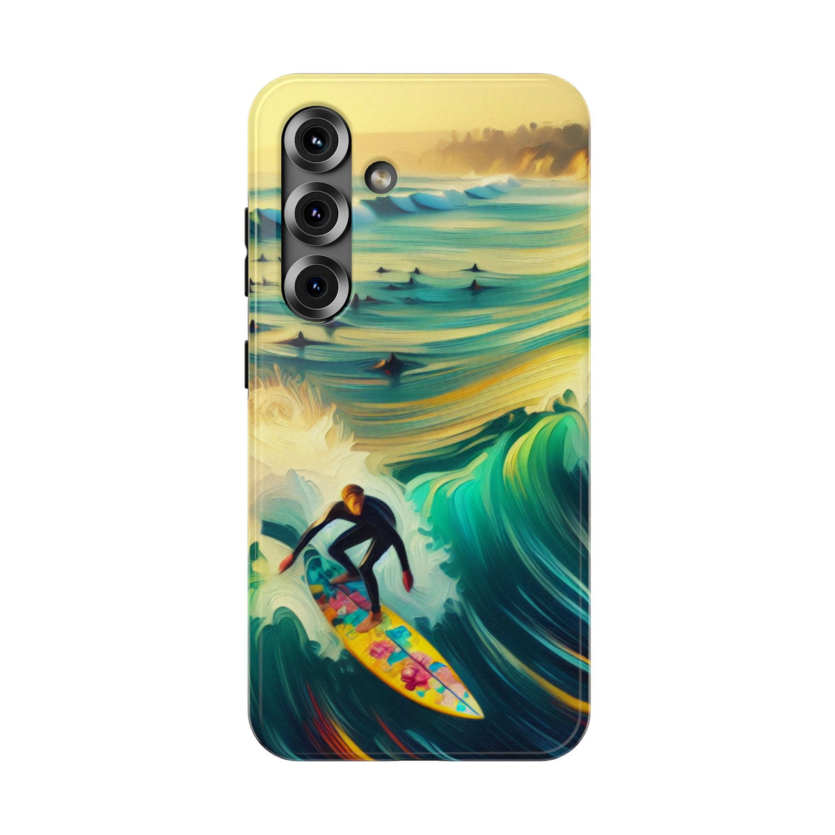 Surfing Waves Impact-Resistant Phone Case — Colorful Surfer Design