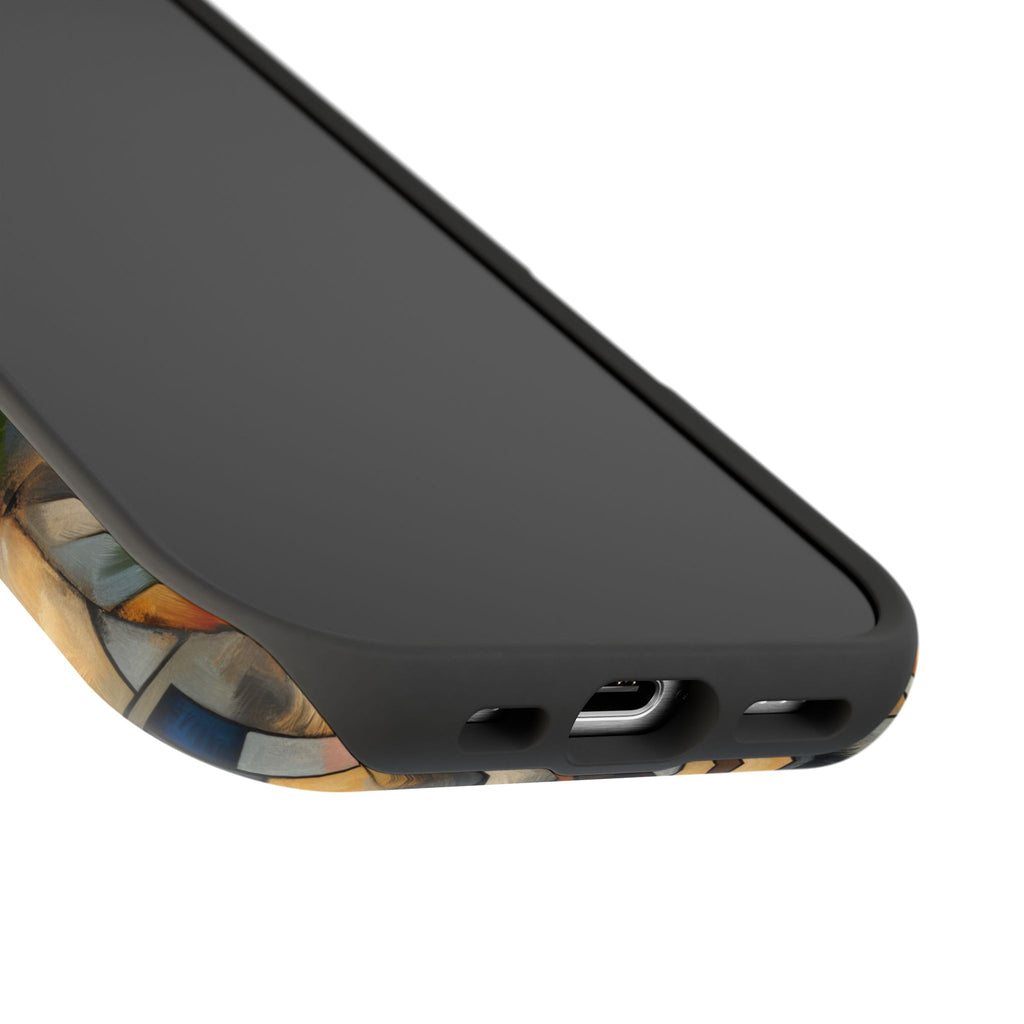 Art Deco Mosaic Phone Case — Geometric Nude Figure Impact-Resistant Case