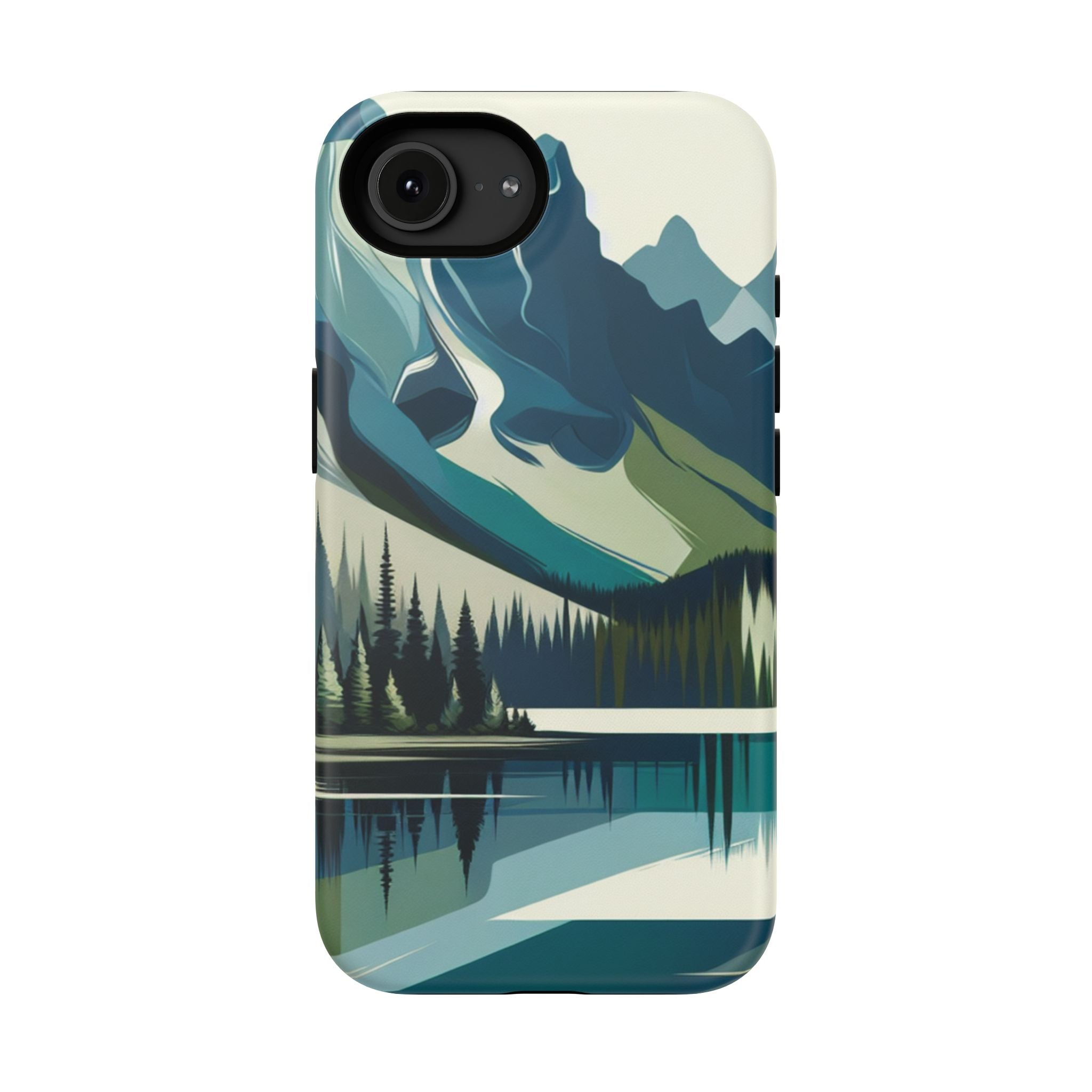 Impact Resistant Phone Case - Mountain Lake with Forest Design
