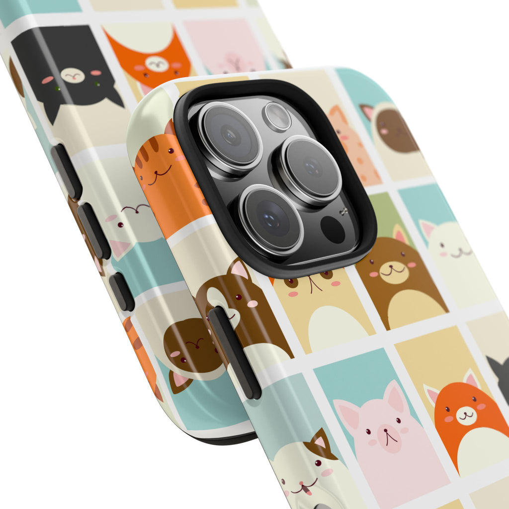 Cute Grid Cats Tough Phone Case