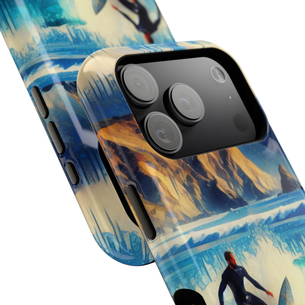 Surfer Wave Impact Phone Case – Vibrant Ocean Art Protective Cover