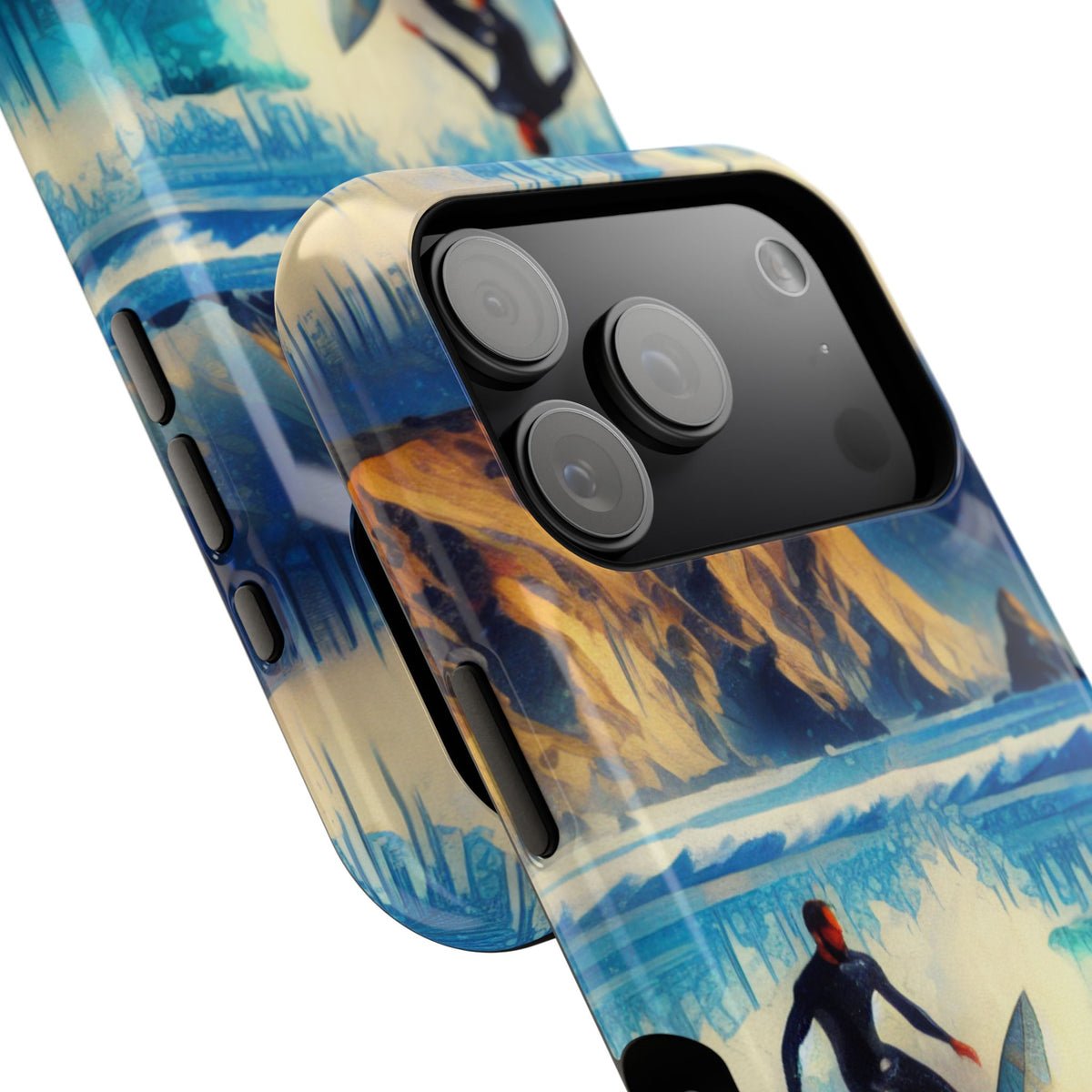 Surfer Wave Impact Phone Case – Vibrant Ocean Art Protective Cover