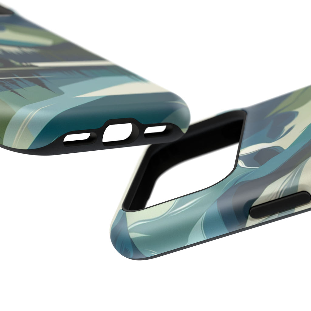 Impact Resistant Phone Case - Mountain Lake with Forest Design