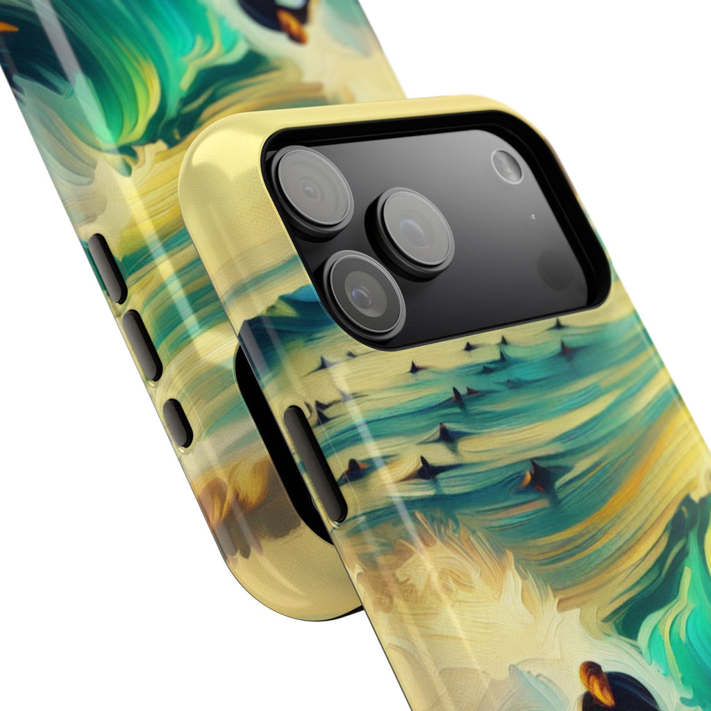 Surfing Waves Impact-Resistant Phone Case — Colorful Surfer Design