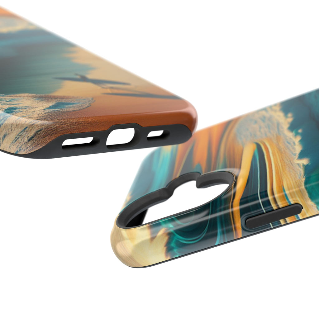 Surf Sunset Impact-Resistant Phone Case — Surfer Silhouette Beach Waves Design